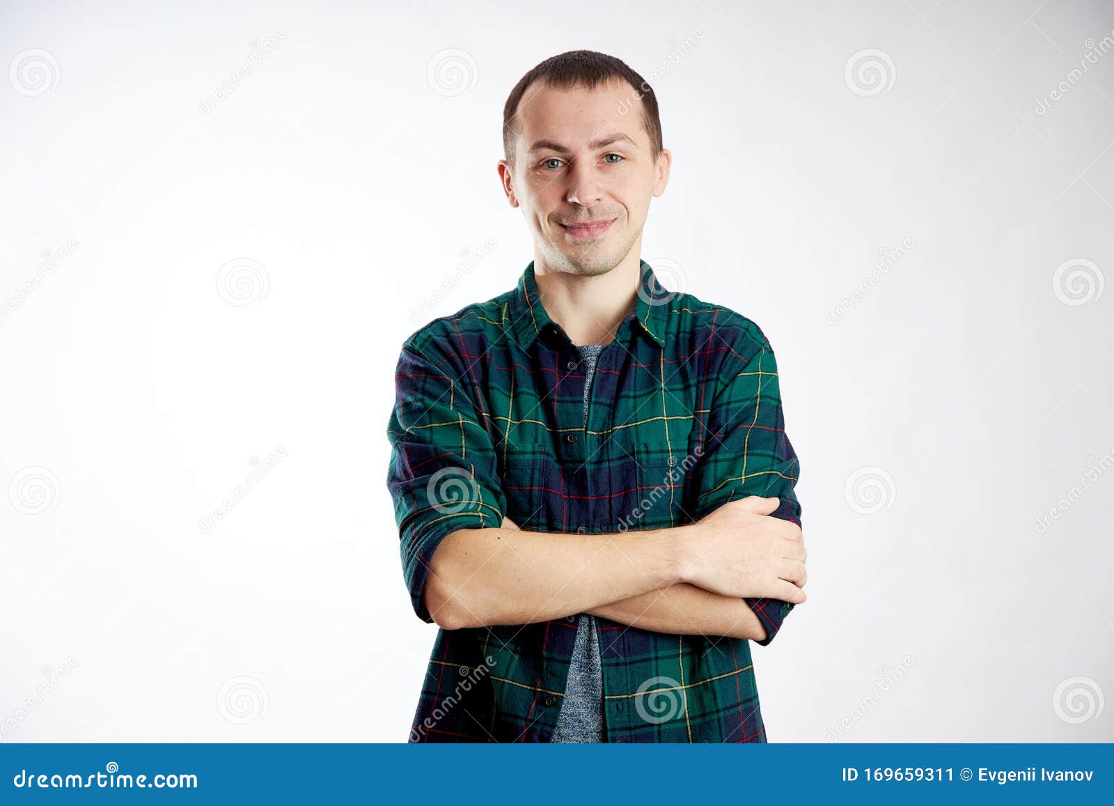 Man Smiles, a Happy Contented Face. a Guy in a Shirt Posing Stock Image ...