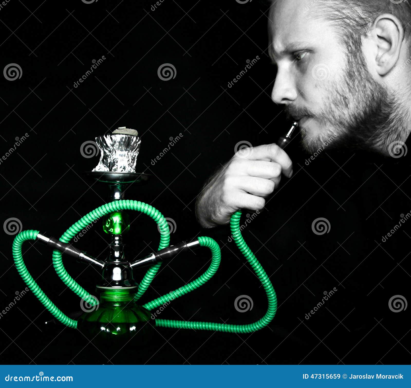 Man smokes a hookah stock image. Image of marihuana, fume 47315659