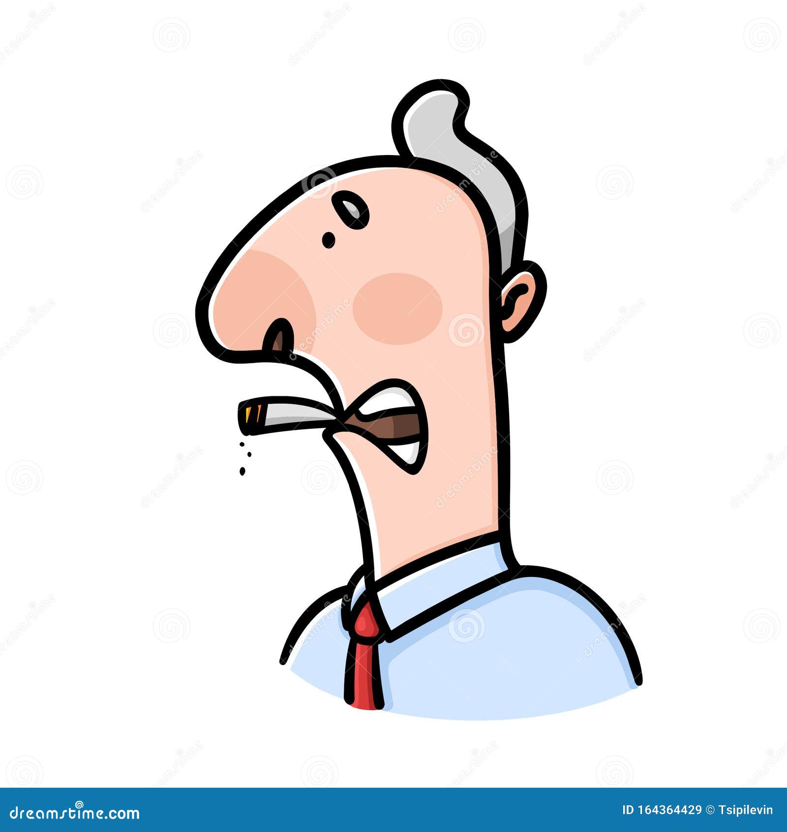 Smoking Man Cartoon on White Background Stock Illustration - Illustration  of isolated, smoking: 164364429