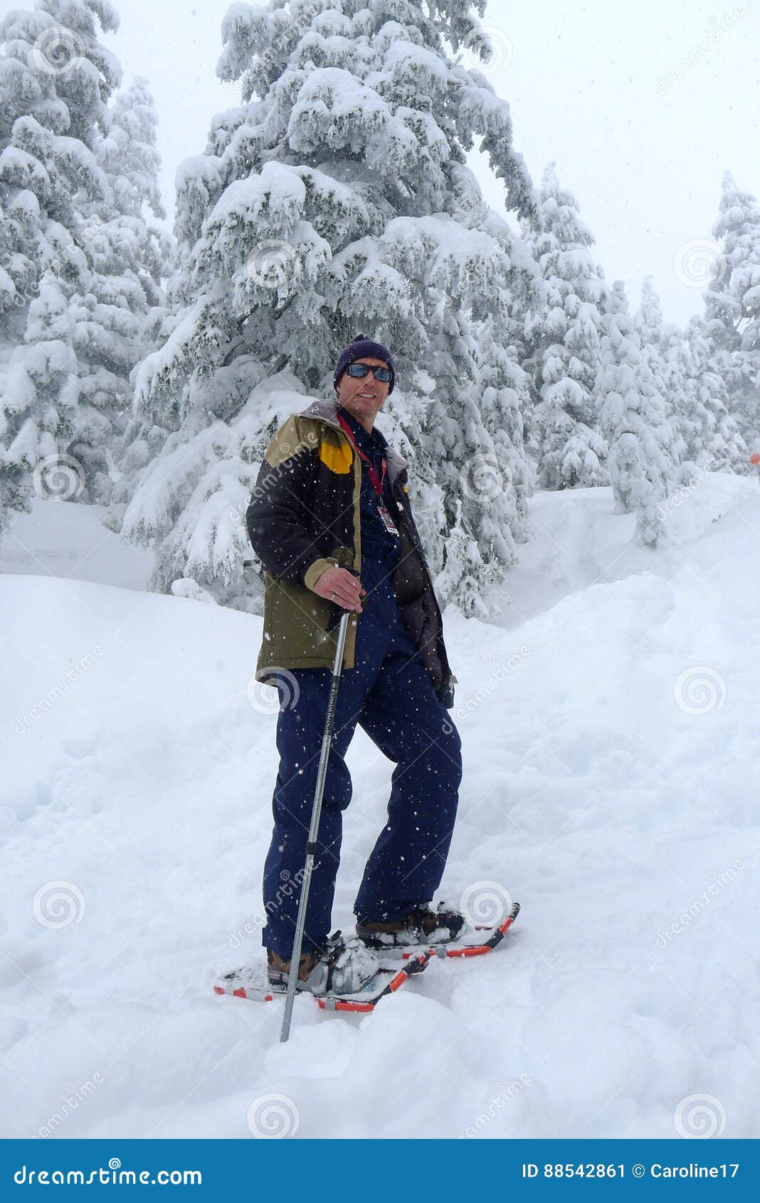 Man Snowshoeing stock image. Image of vancouver, snowshoe 88542861