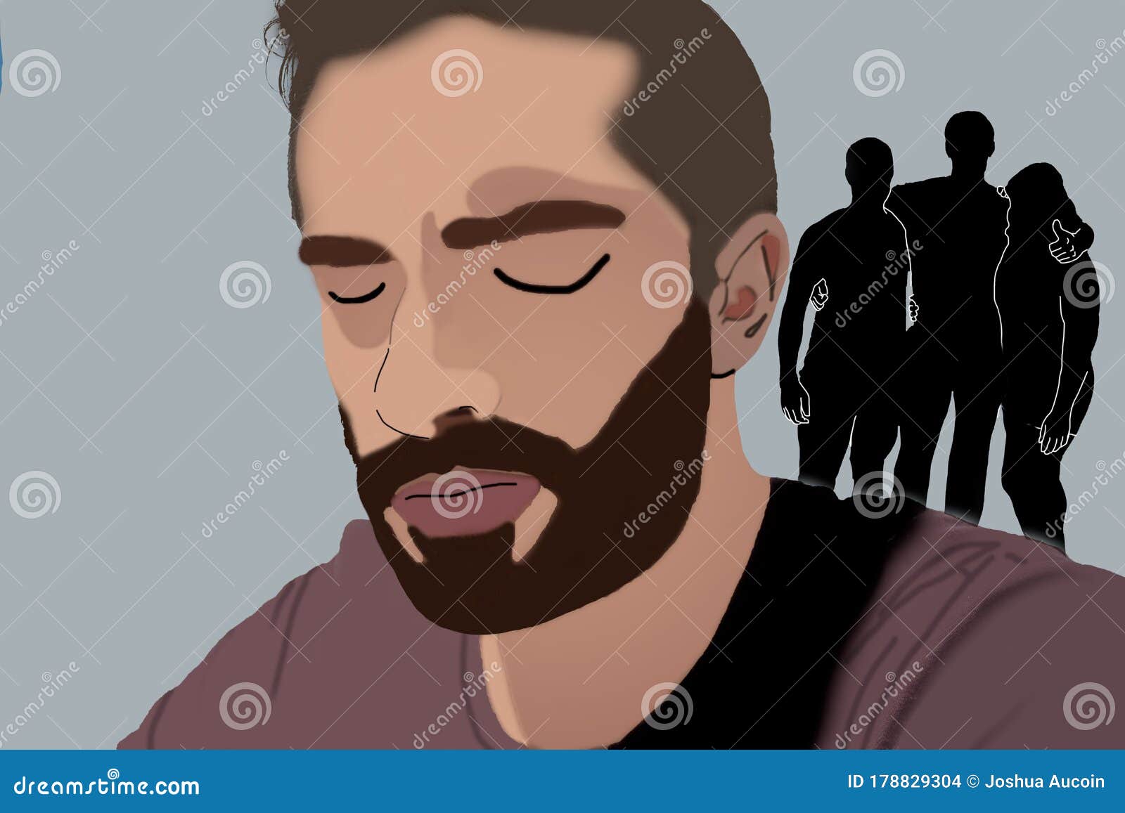 Man Social Distancing Alone Thinking of Friends Stock Illustration ...