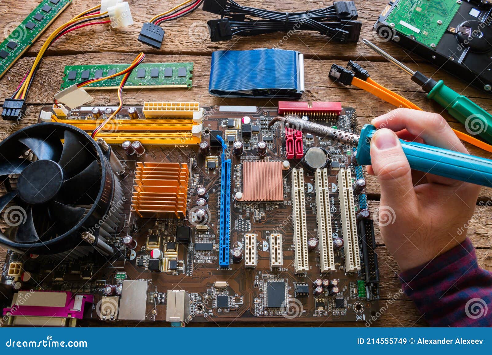 Man Soldering Computer Hardware, Repair Stock Image Image of instrument, micro 214555749