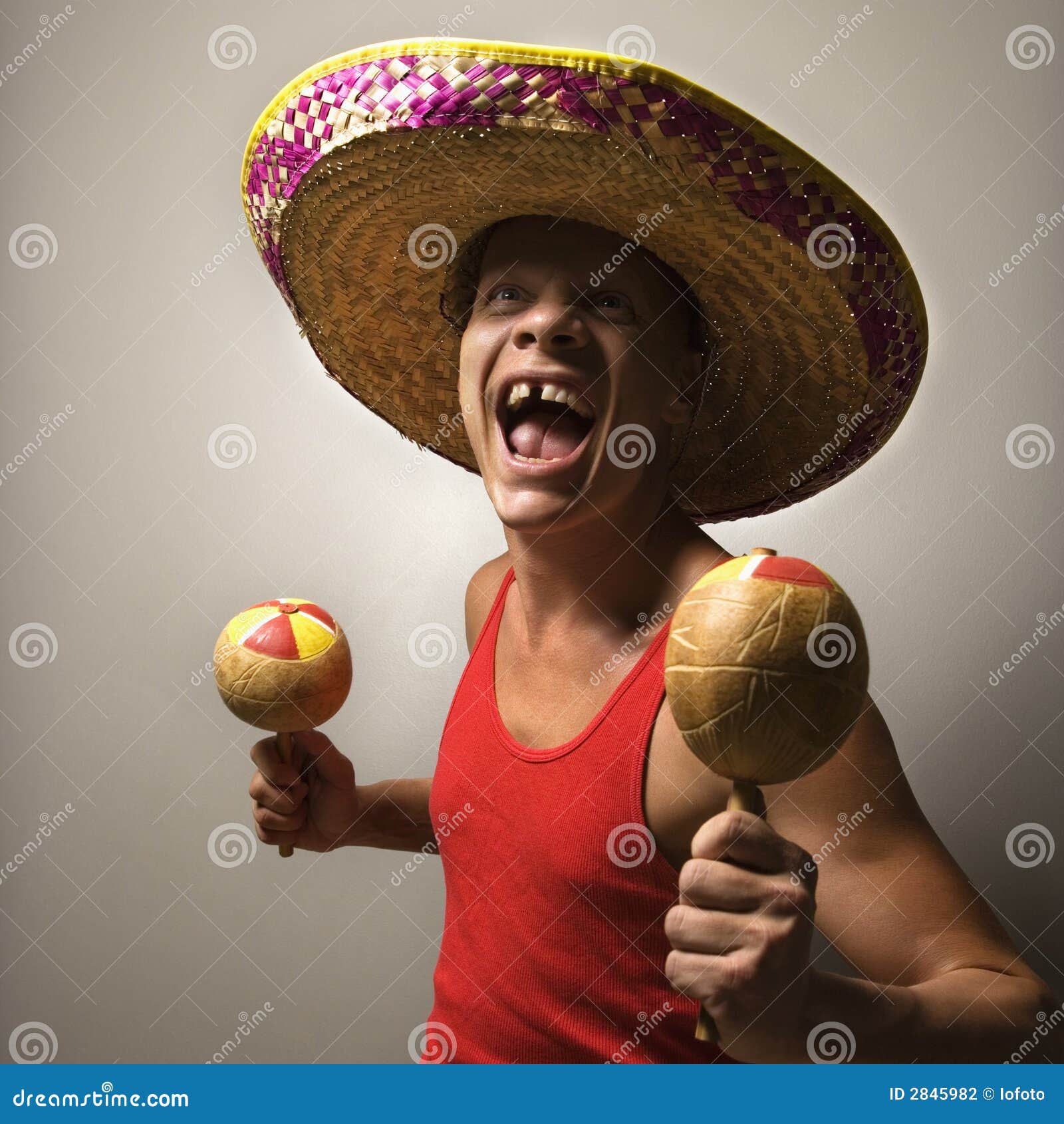 Man With Sombrero And Maracas. Stock Photography Image 2845982