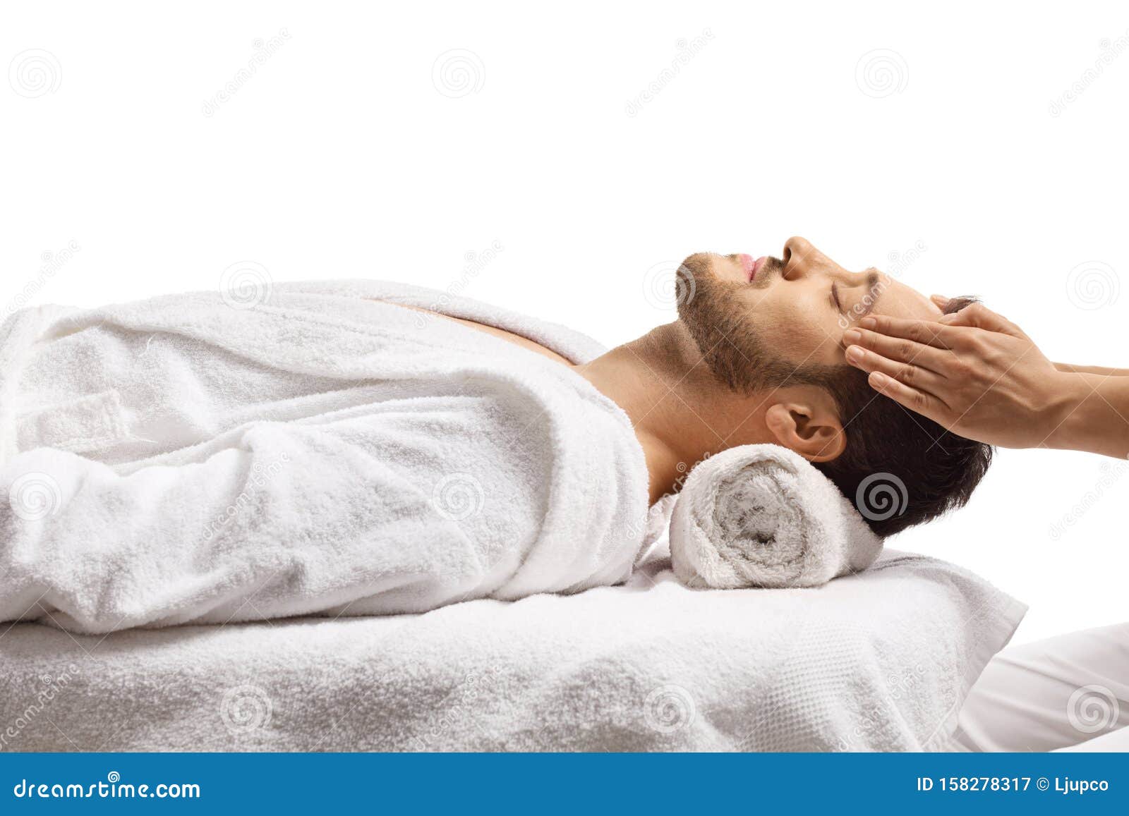 Man At A Spa Center Enjoying A Head Massage Stock Image Image Of