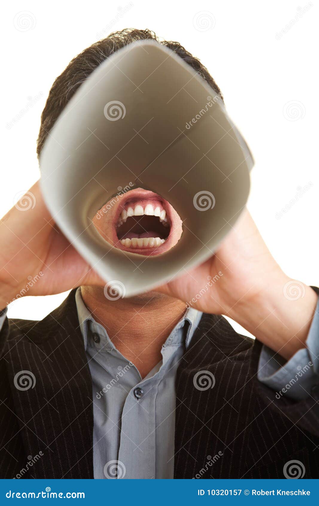 Man with speaking tube stock image. Image of open, megaphone 10320157