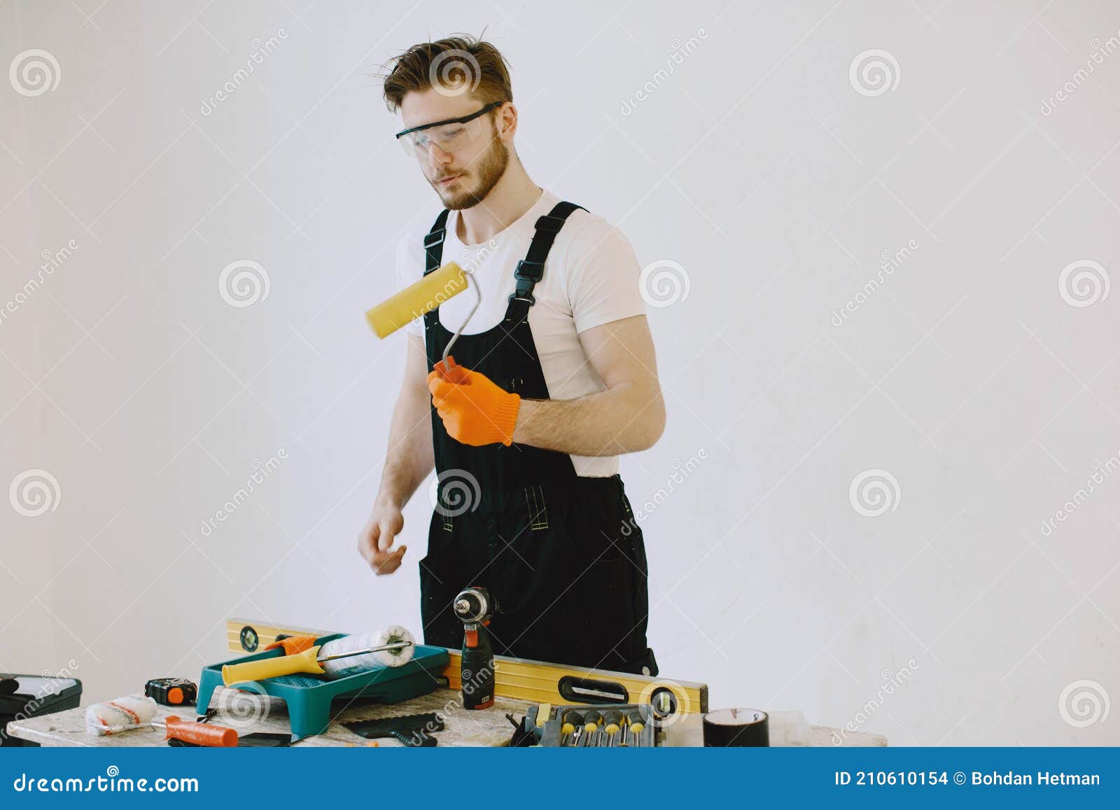 Plumber in Uniform on White Background Stock Photo - Image of adult