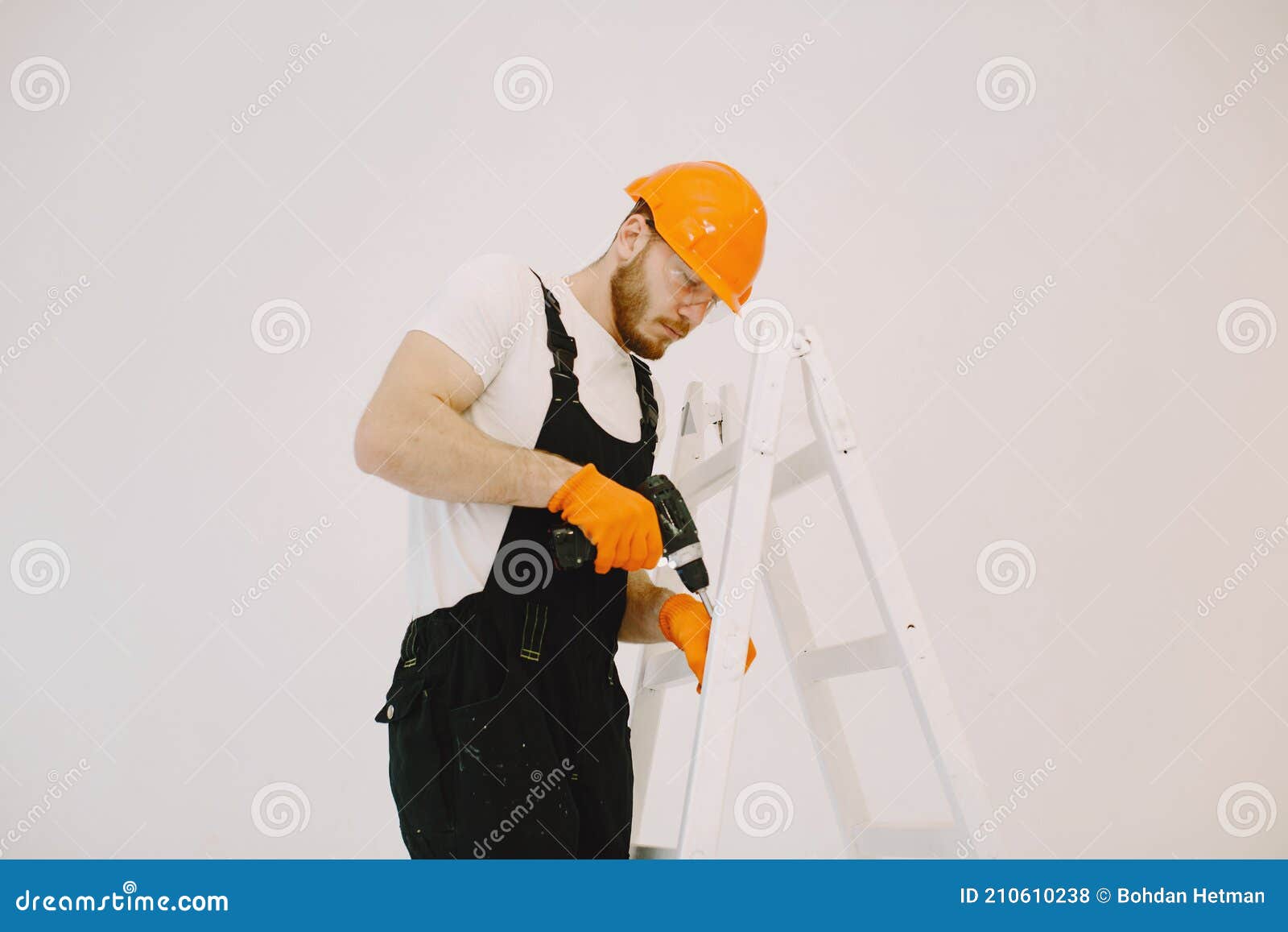 Plumber in Uniform on White Background Stock Photo - Image of