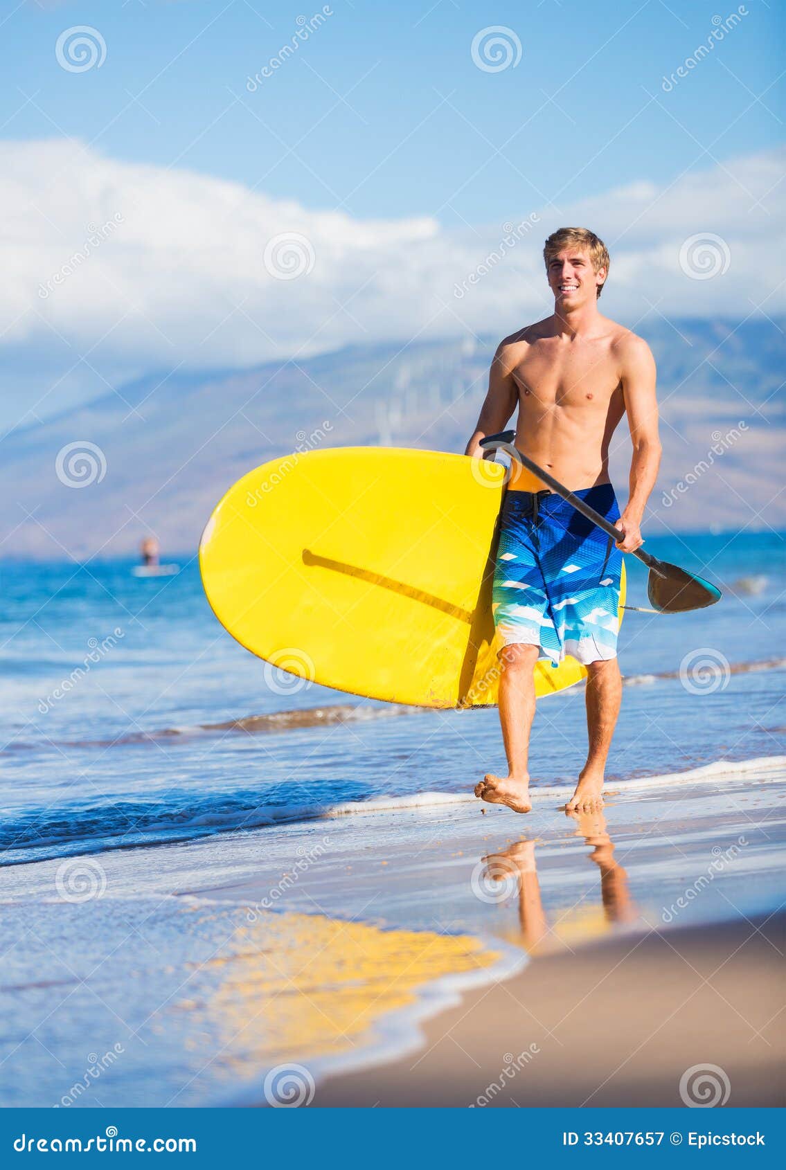 Man with Stand Up Paddle Board Stock Image - Image of sport, surfer ...