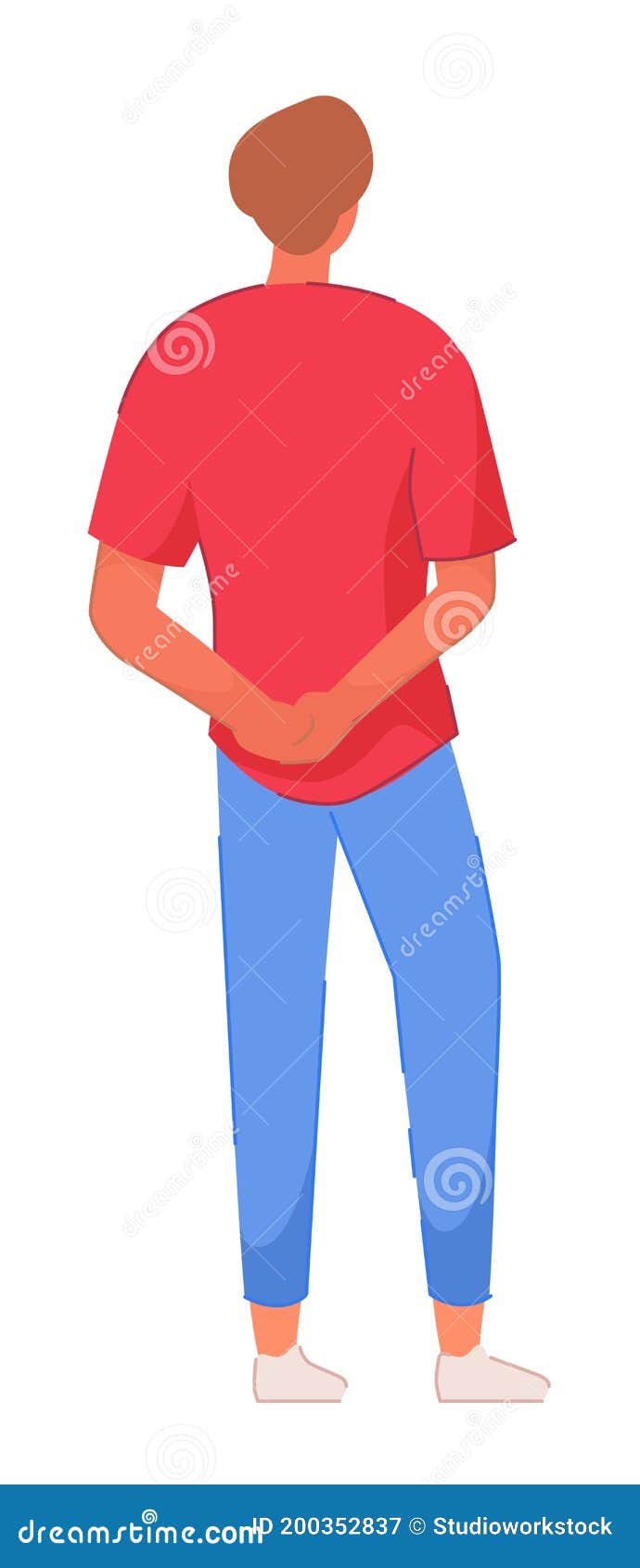 Man Standing Backside Crossed Arms on Lower Back Stock Vector ...