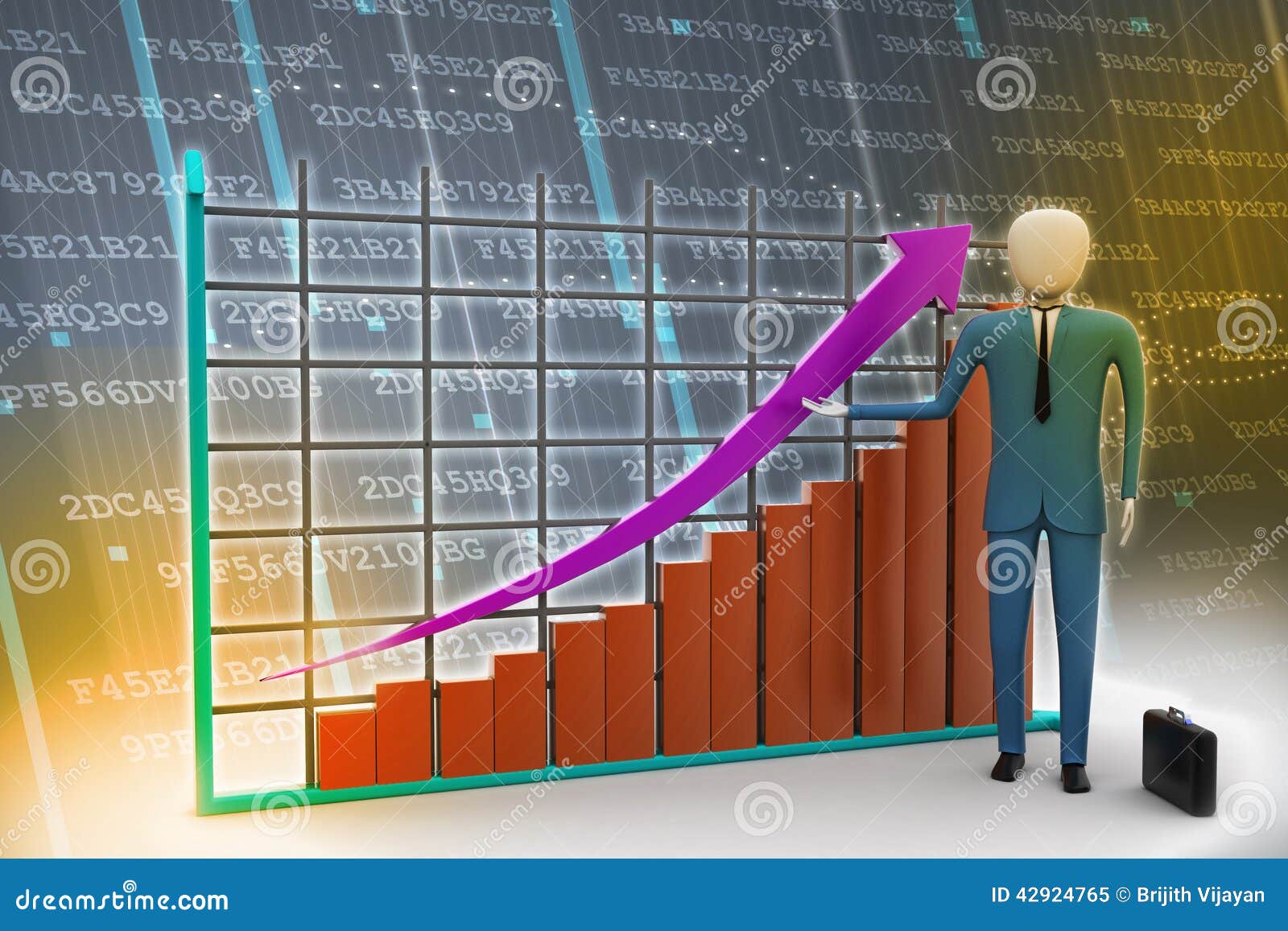 Man Standing Near a Financial Graph Stock Illustration Illustration