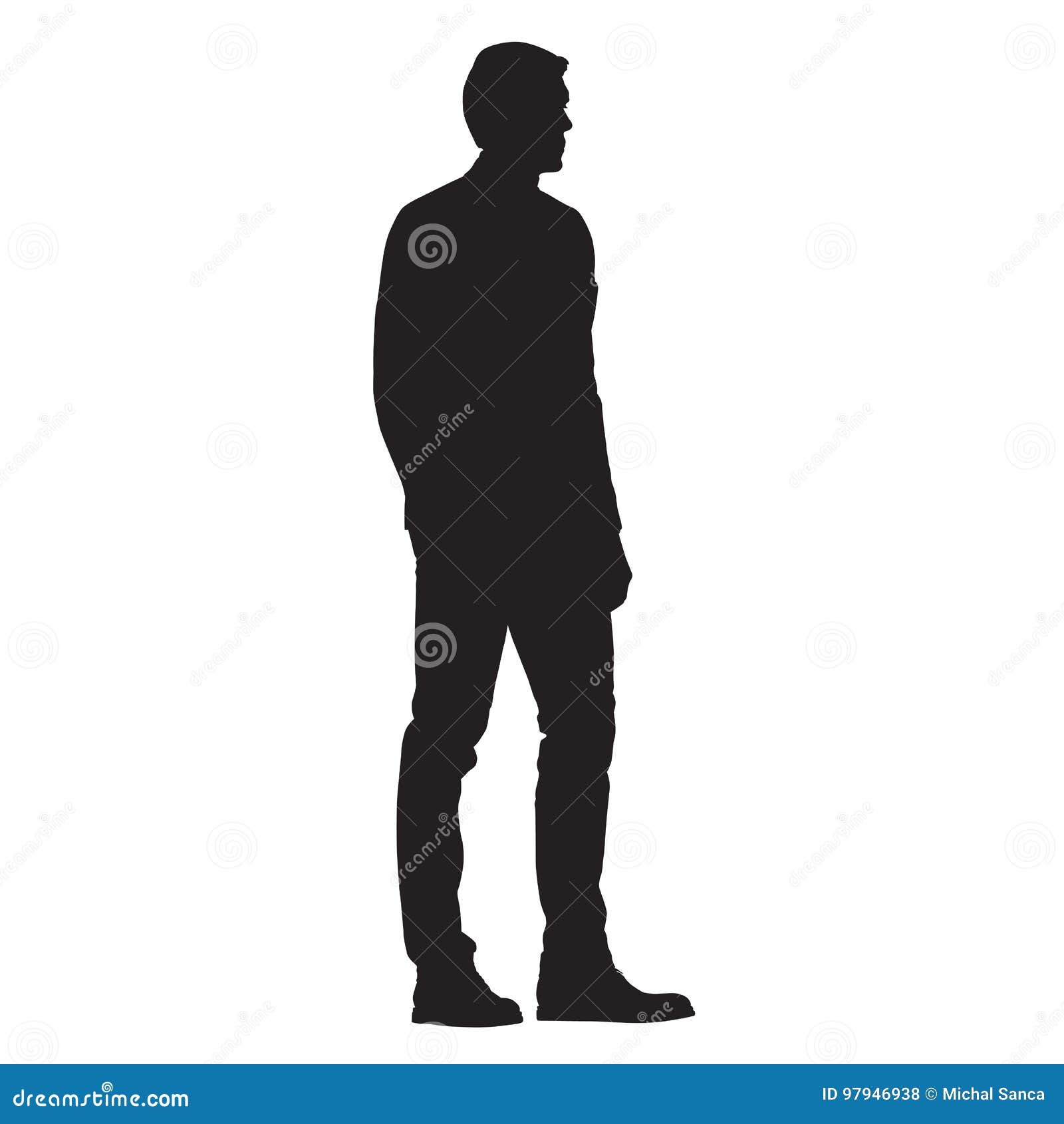 man standing, side view,  silhouette