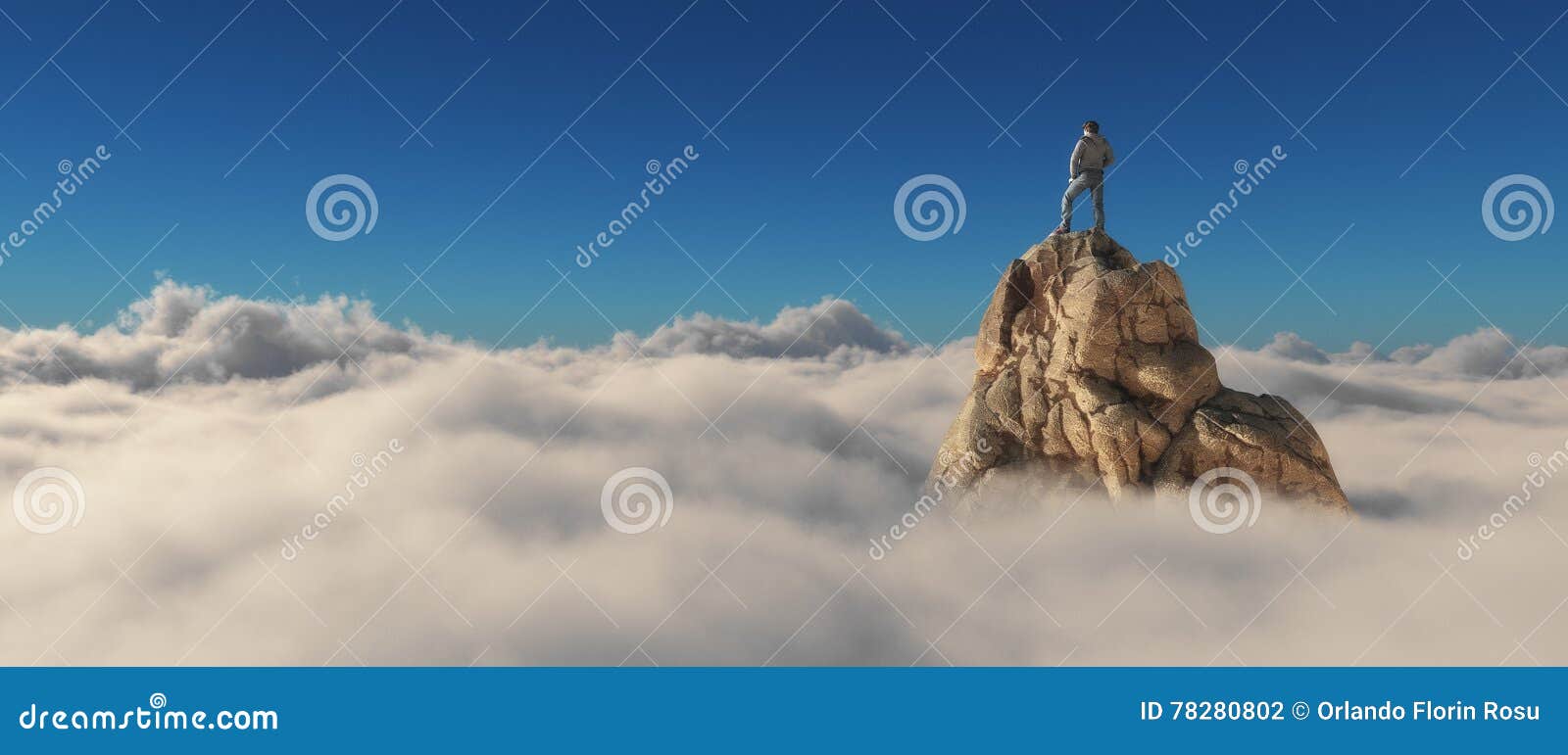 a man standing on a stone cliff