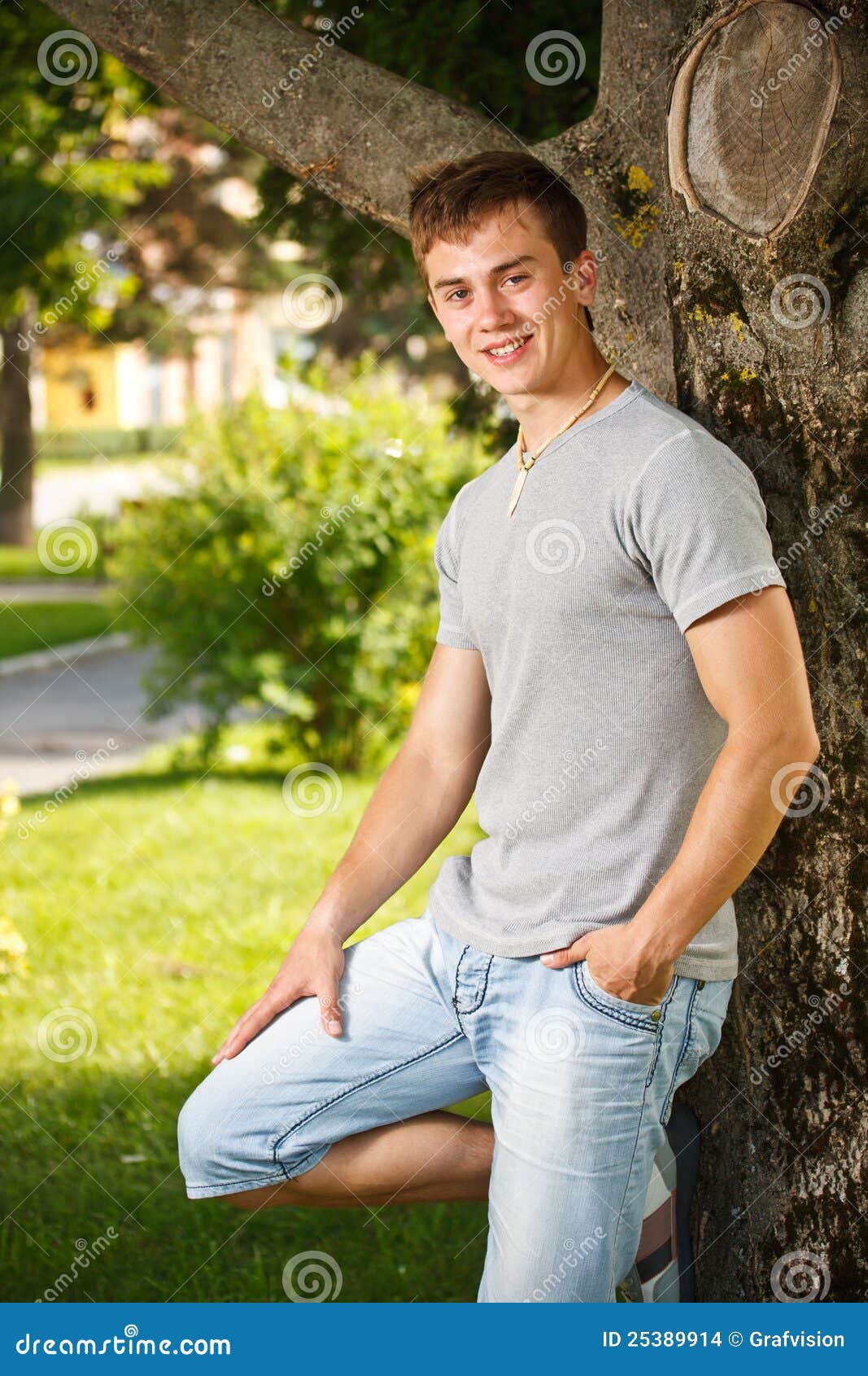 Man Standing in Summer Park Stock Photo - Image of color, warm: 25389914