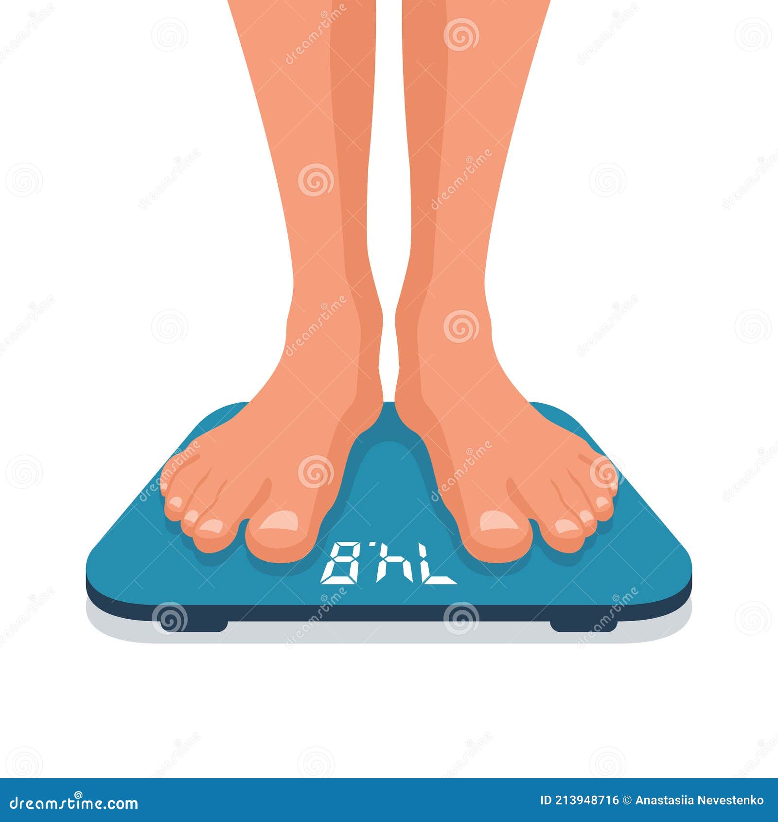 Overweight bare feet on weight scale Royalty Free Vector