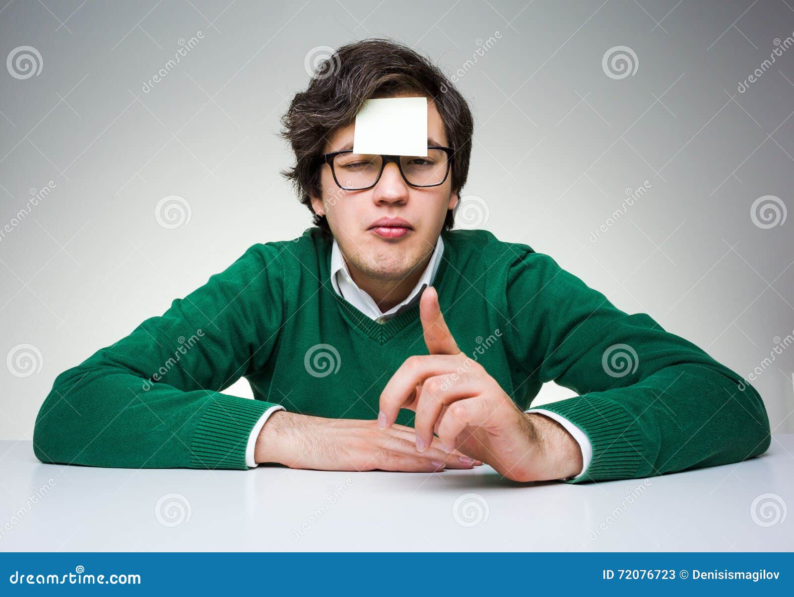 Blond Boy Waiting Flick Finger Forehead Stock Photo 718506784
