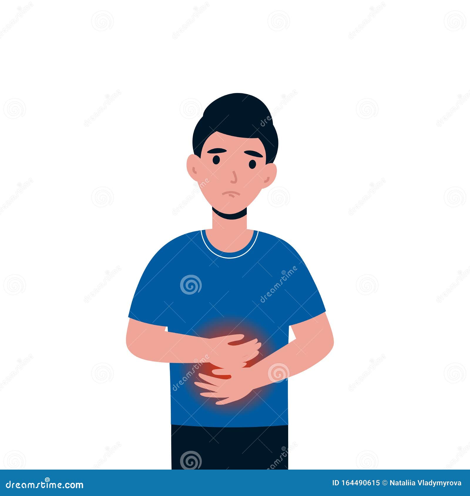 Man with stomach ache stock vector. Illustration of healthy - 164490615