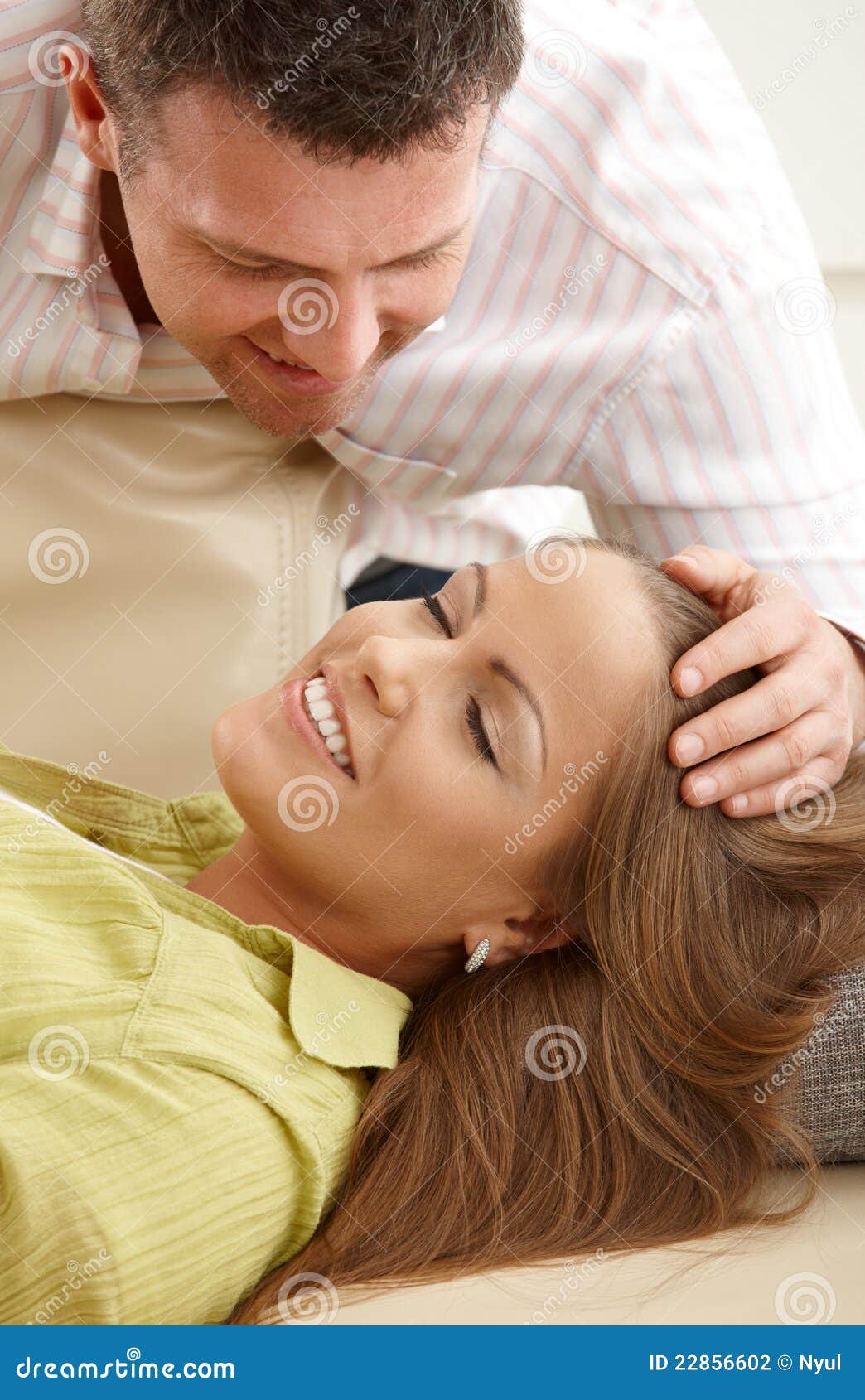 Man stroking woman s hair stock photo. Image of cheerful - 22856602