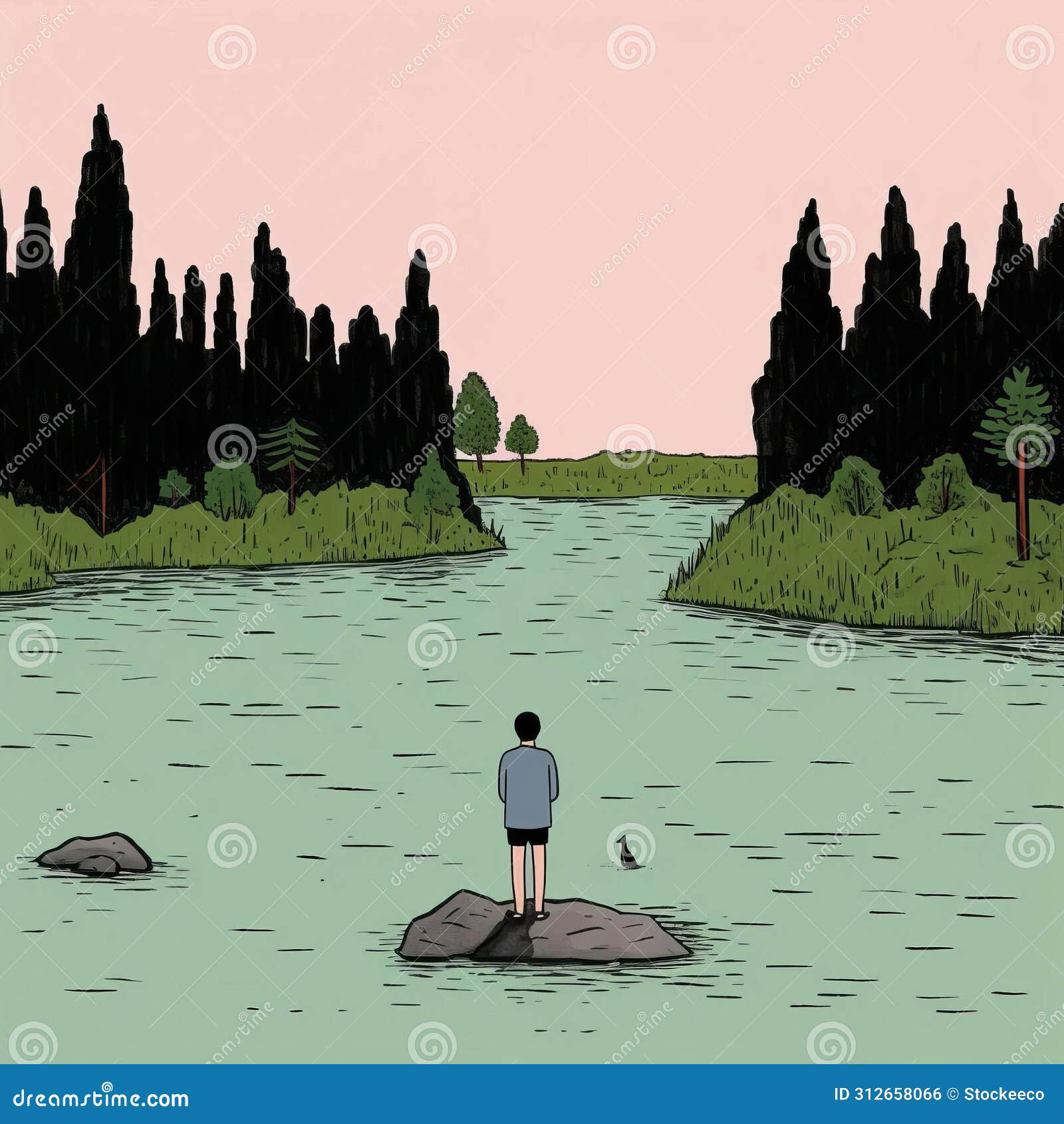 Marsh: a Meditative Cartoon Illustration by Jean Jullien Stock ...