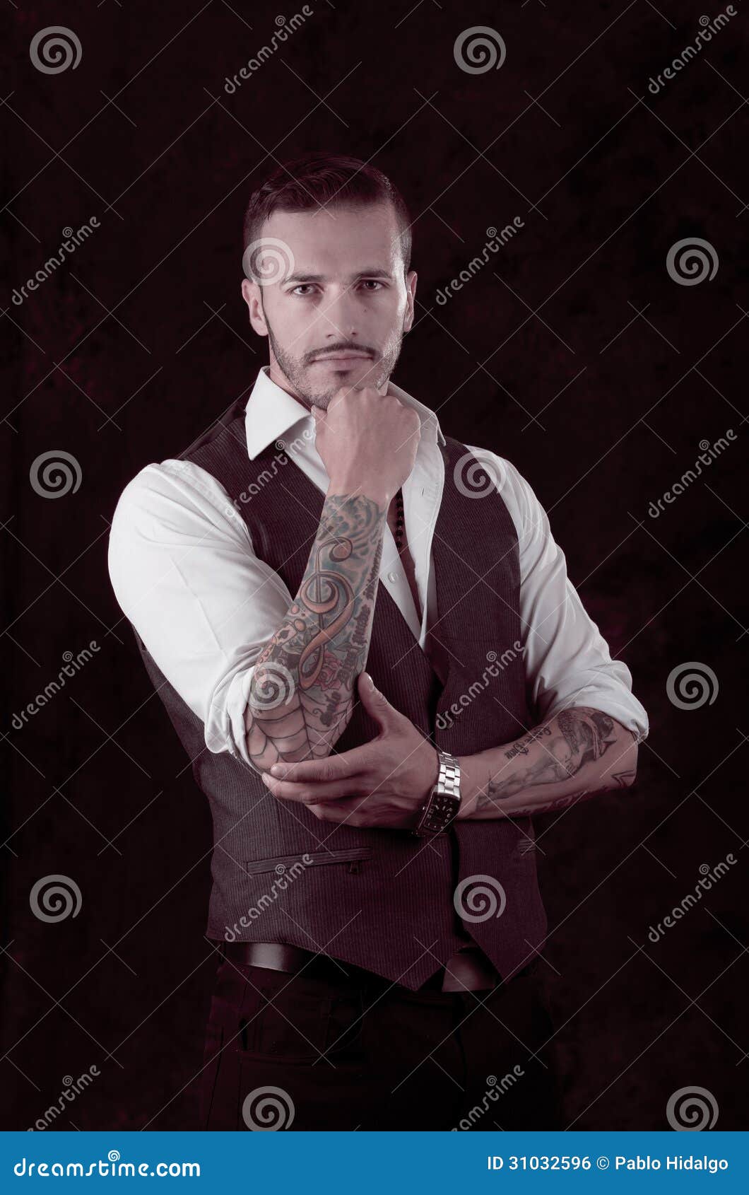 Man with Stylish Suit and Tattoos Stock Photo Image of human, party
