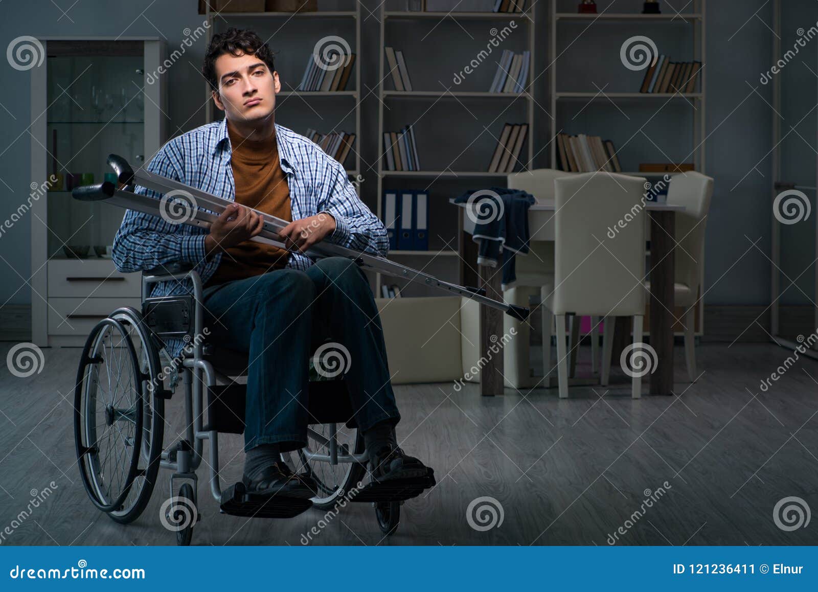 The Man Suffering from Depression at Wheelchair Stock Image Image of