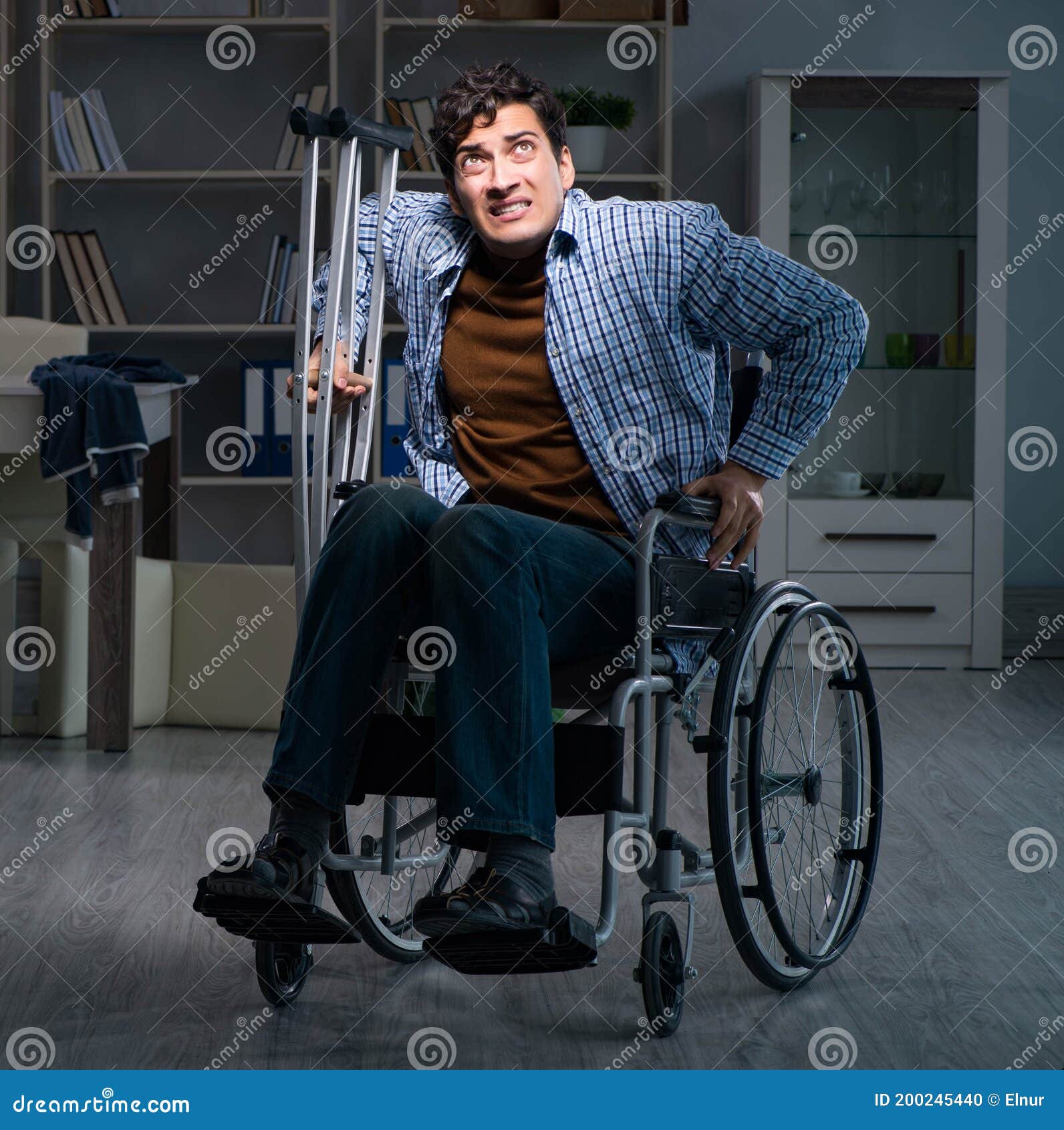 Man Suffering from Depression at Wheelchair Stock Photo Image of home
