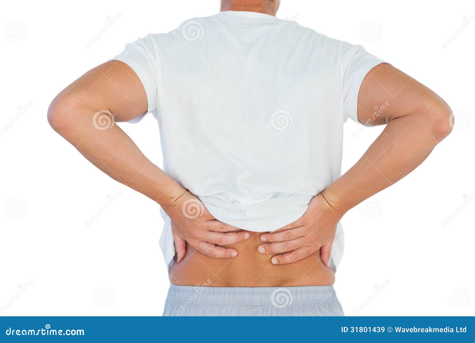 Man suffering from flank pain on white background Stock Photo - Alamy