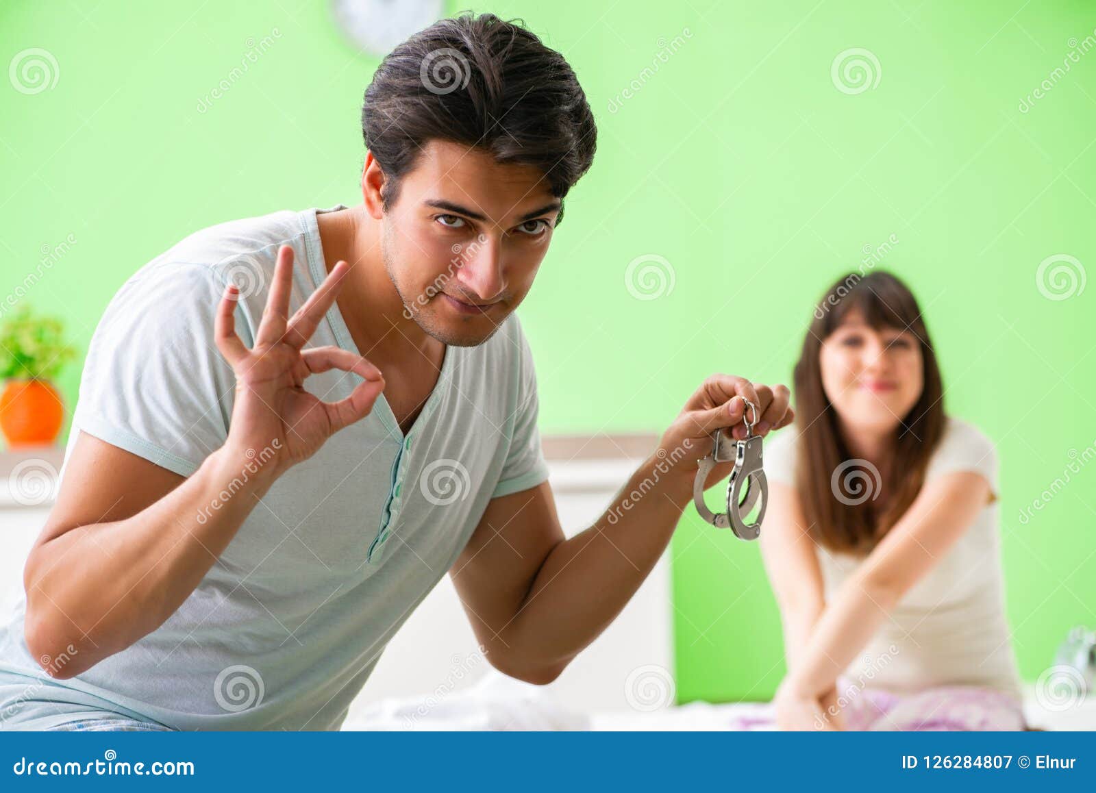 The Man Suggesting Wife To Play Sexual Games With Cuffs Stock Image Image Of Cuffs Bdsm