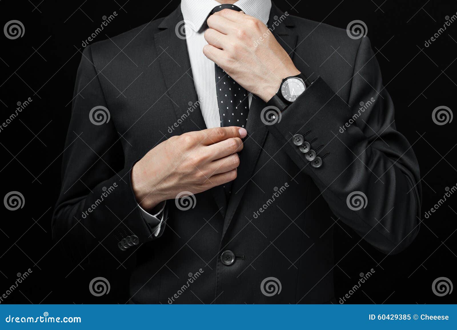 Man in Suit on a Black Background Stock Image - Image of happiness ...