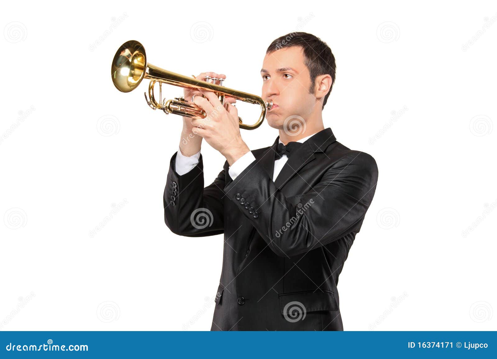 Man in a Suit Playing a Trumpet Stock Image Image of instrument