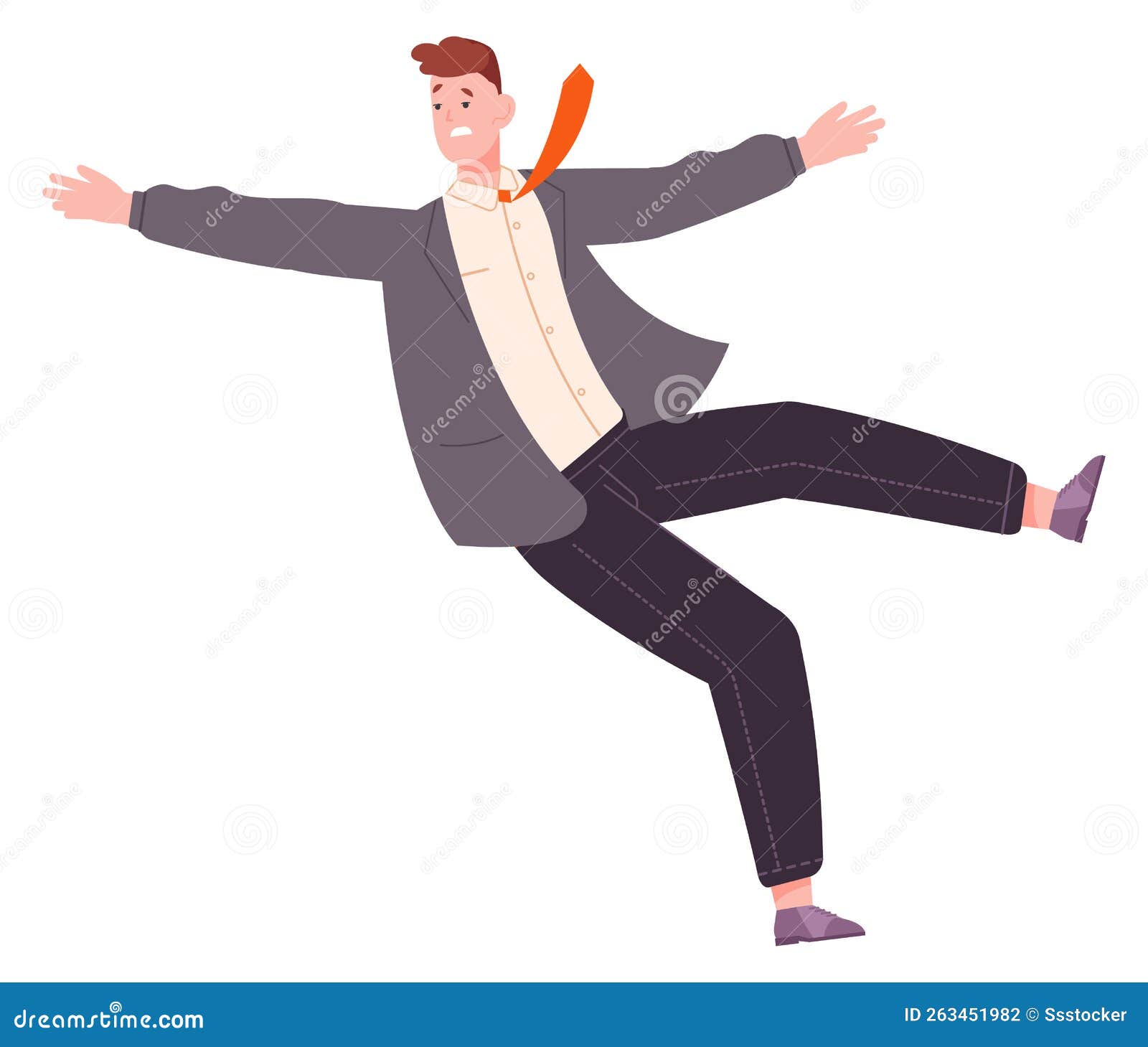 Man in Suit Slipping and Falling Down. Work Problem Crisis Stock Vector Illustration of fall