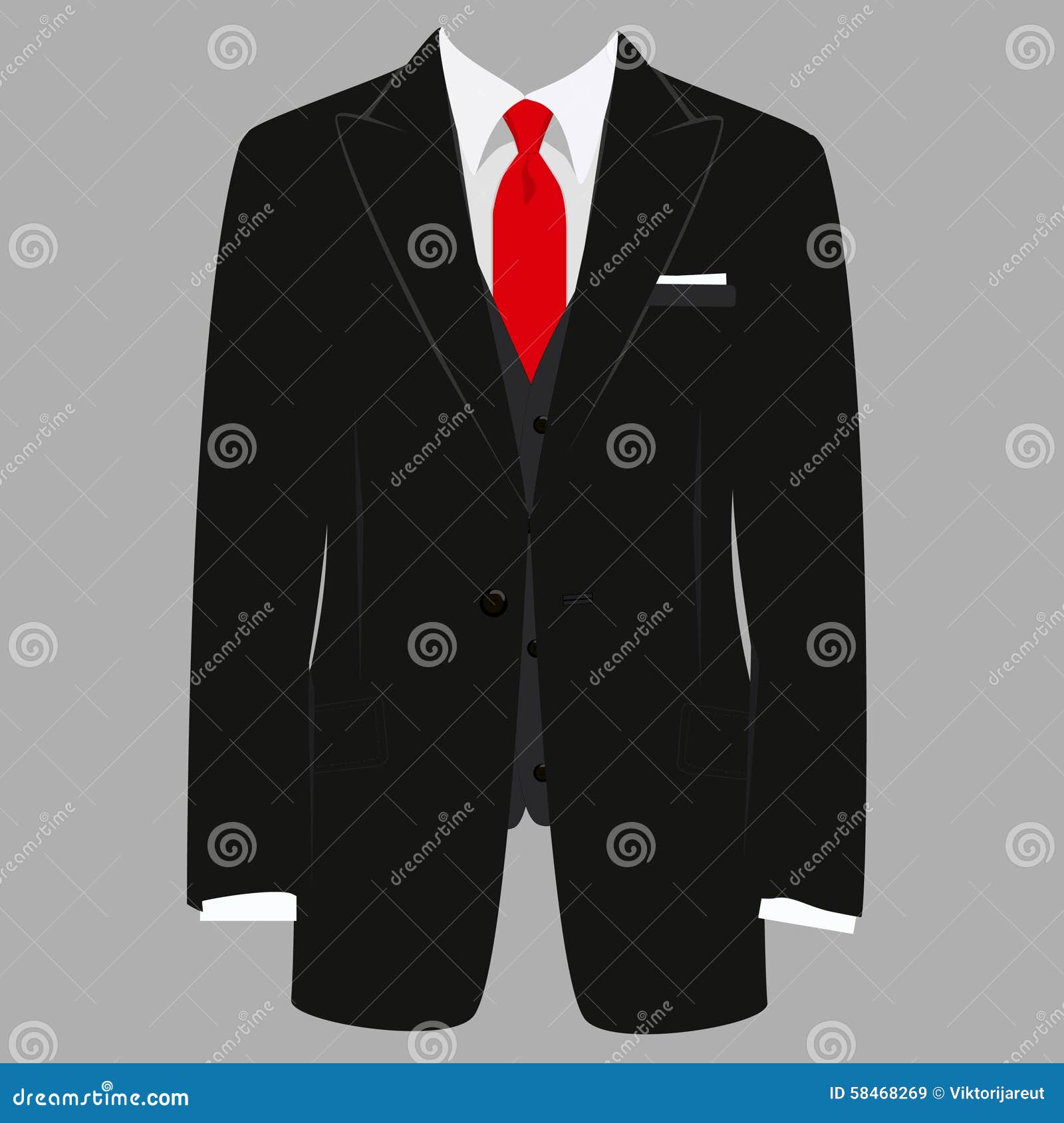 Red tie white shirt and black suit Royalty Free Vector Image