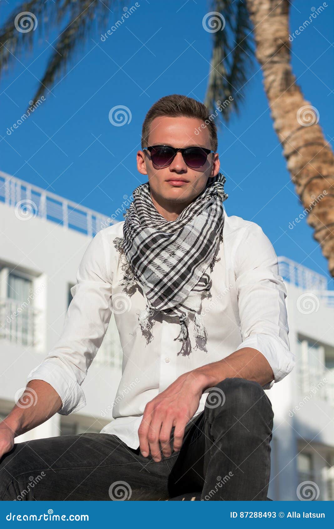 Man in Sunglasses and in a Keffiyeh in Summer Time Stock Image - Image ...