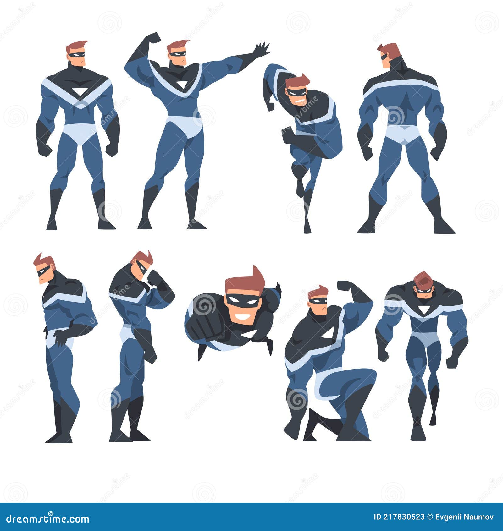 Superhero actions set in comics style Royalty Free Vector