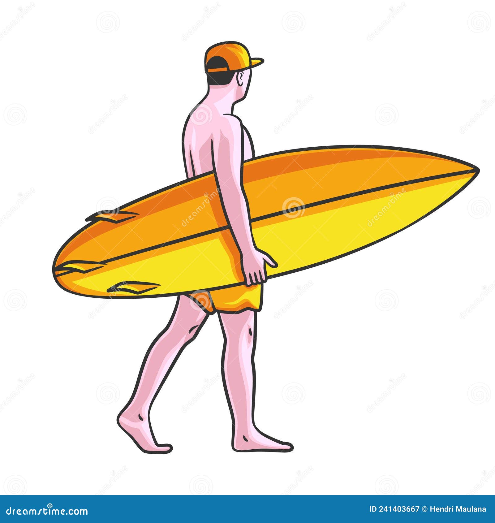 Man with Surfboard Vector Illustration Stock Vector Illustration of