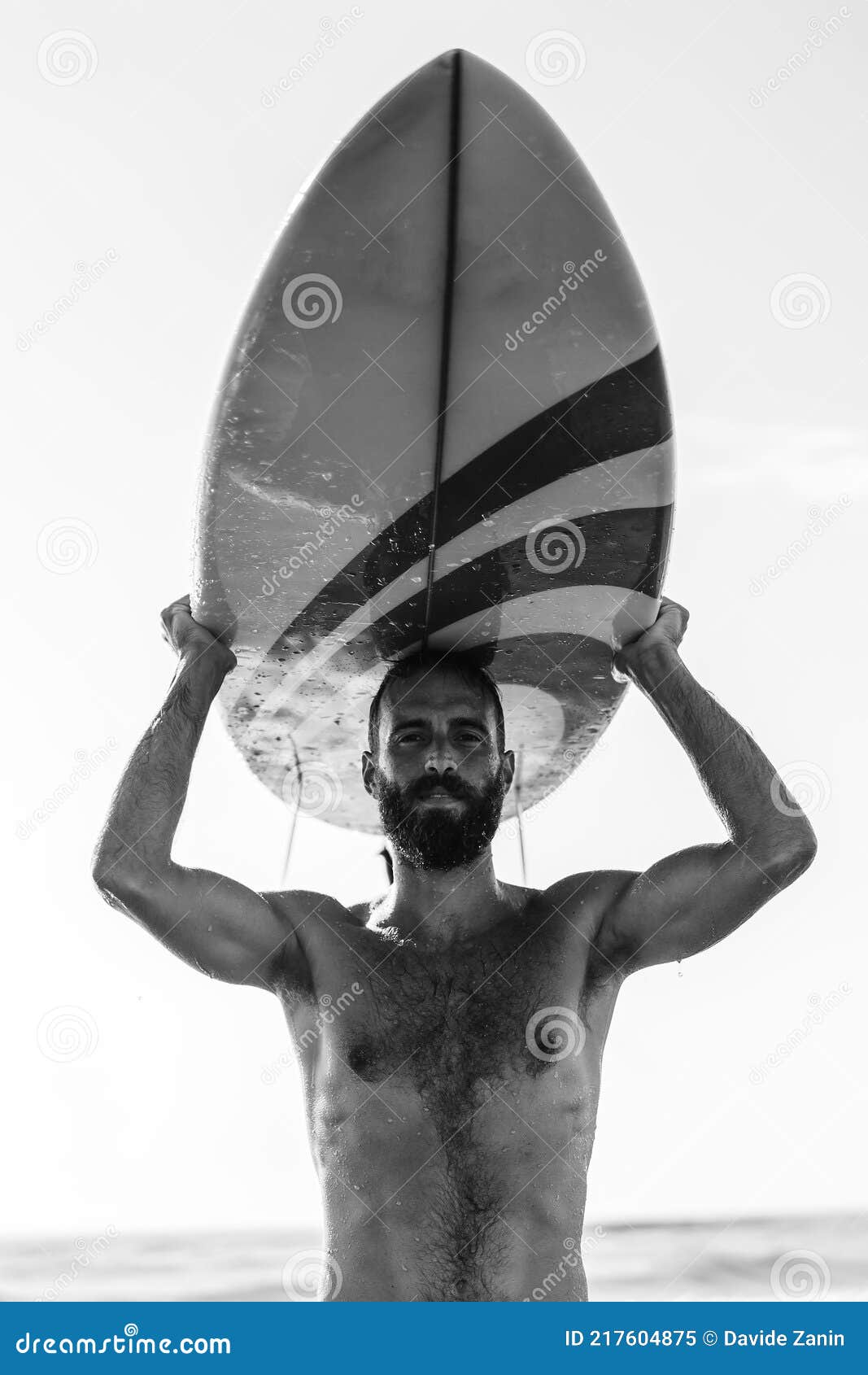 Man Surfer Carrying His Surfboard at Sunrise - Hipster Male in ...