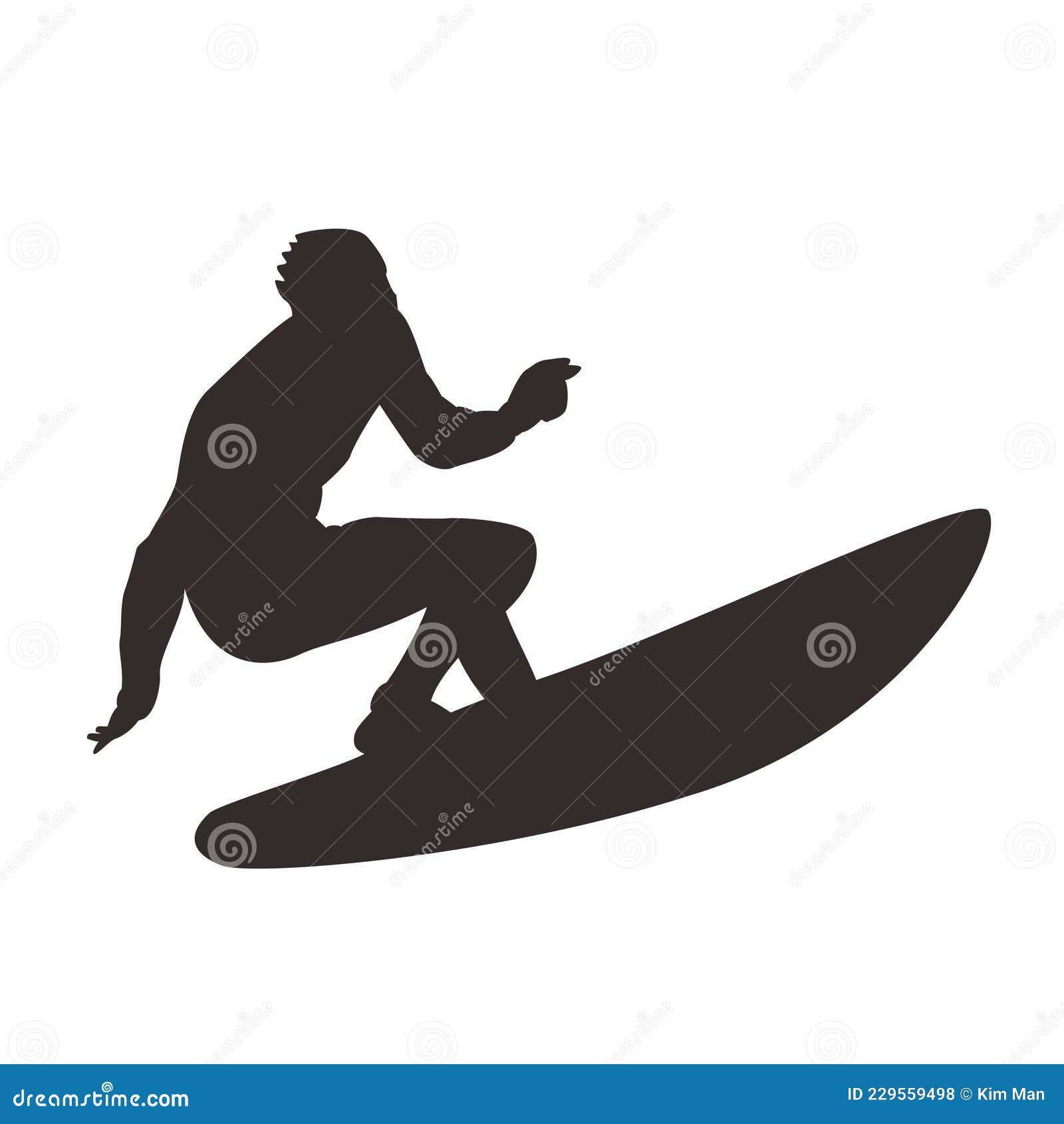 Man Surfer Silhouette on White Background Stock Vector - Illustration ...