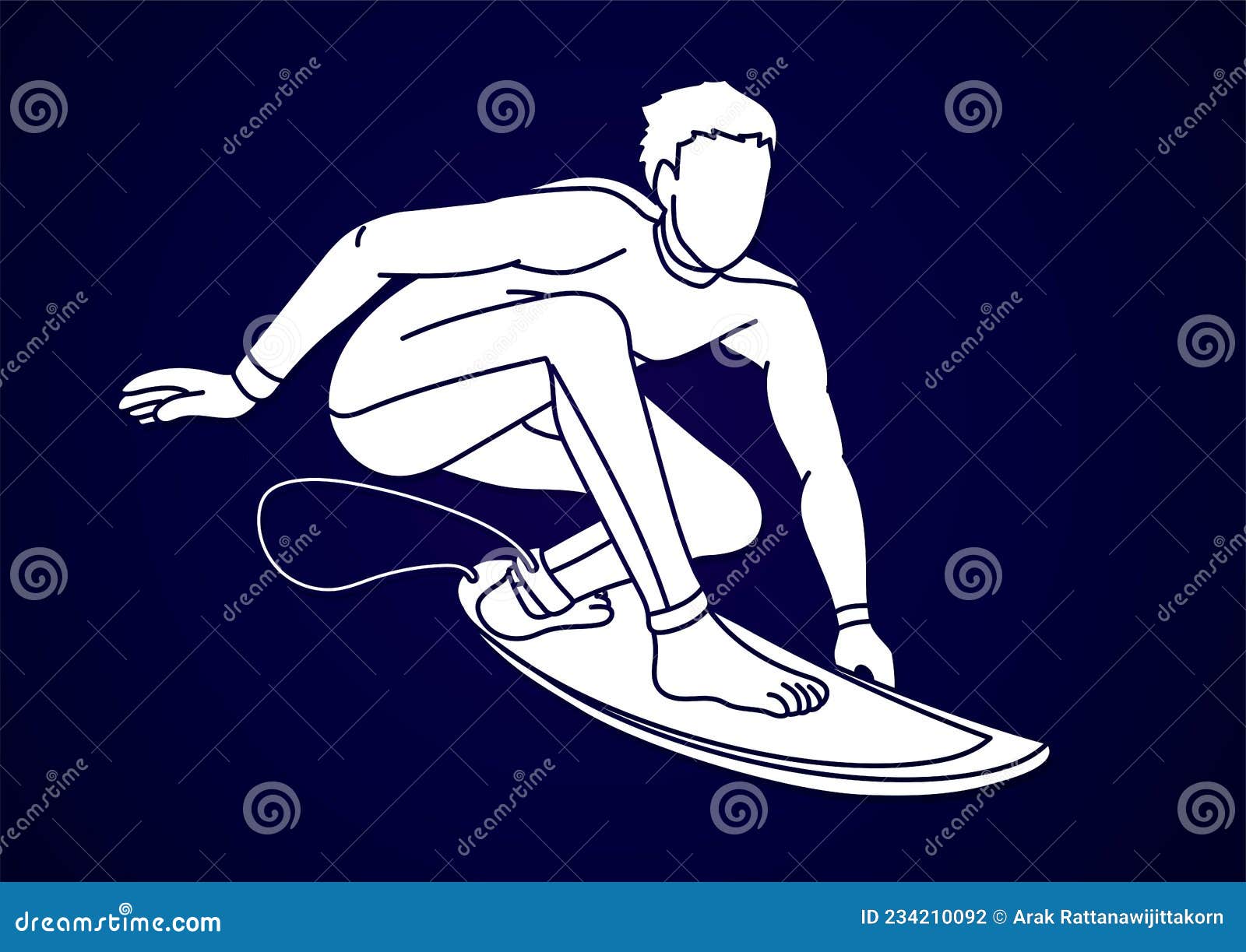 Man Surfer Surfing Sport Action Cartoon Graphic Vector Stock Vector ...