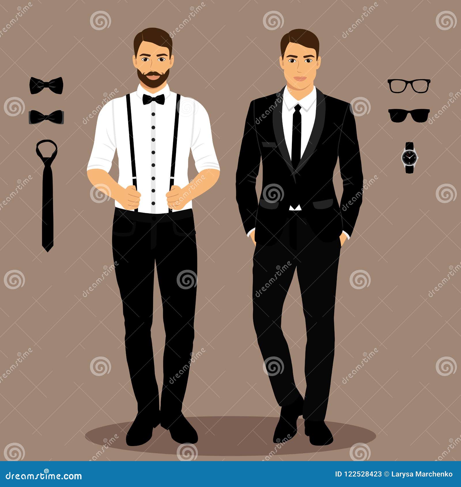 A Man with Suspenders. the Groom. Clothing Stock Vector - Illustration of  flat, married: 122528423