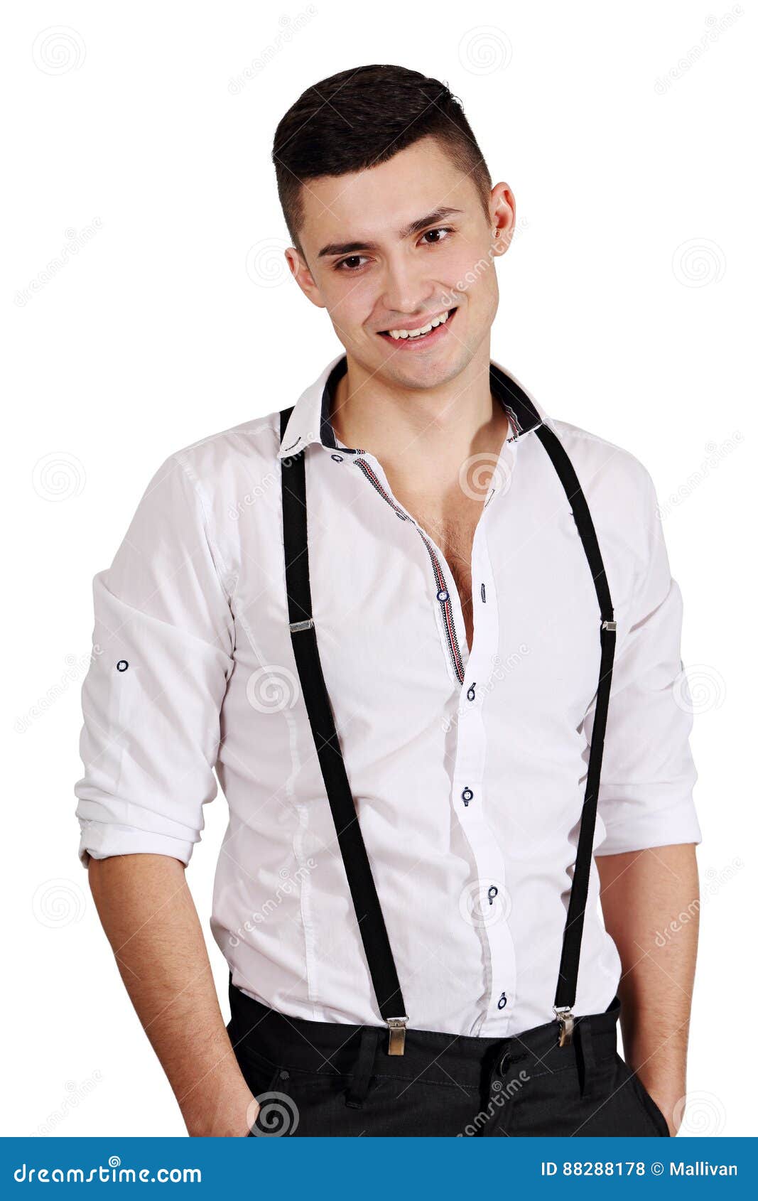 Man in suspenders stock photo. Image of elegance, face - 88288178