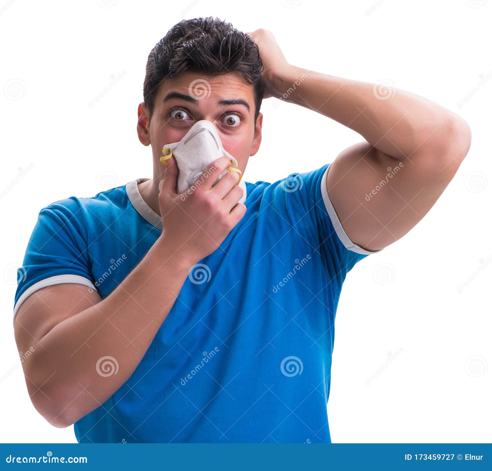 Man Sweating Excessively Smelling Bad Isolated On White Backgrou Stock ...