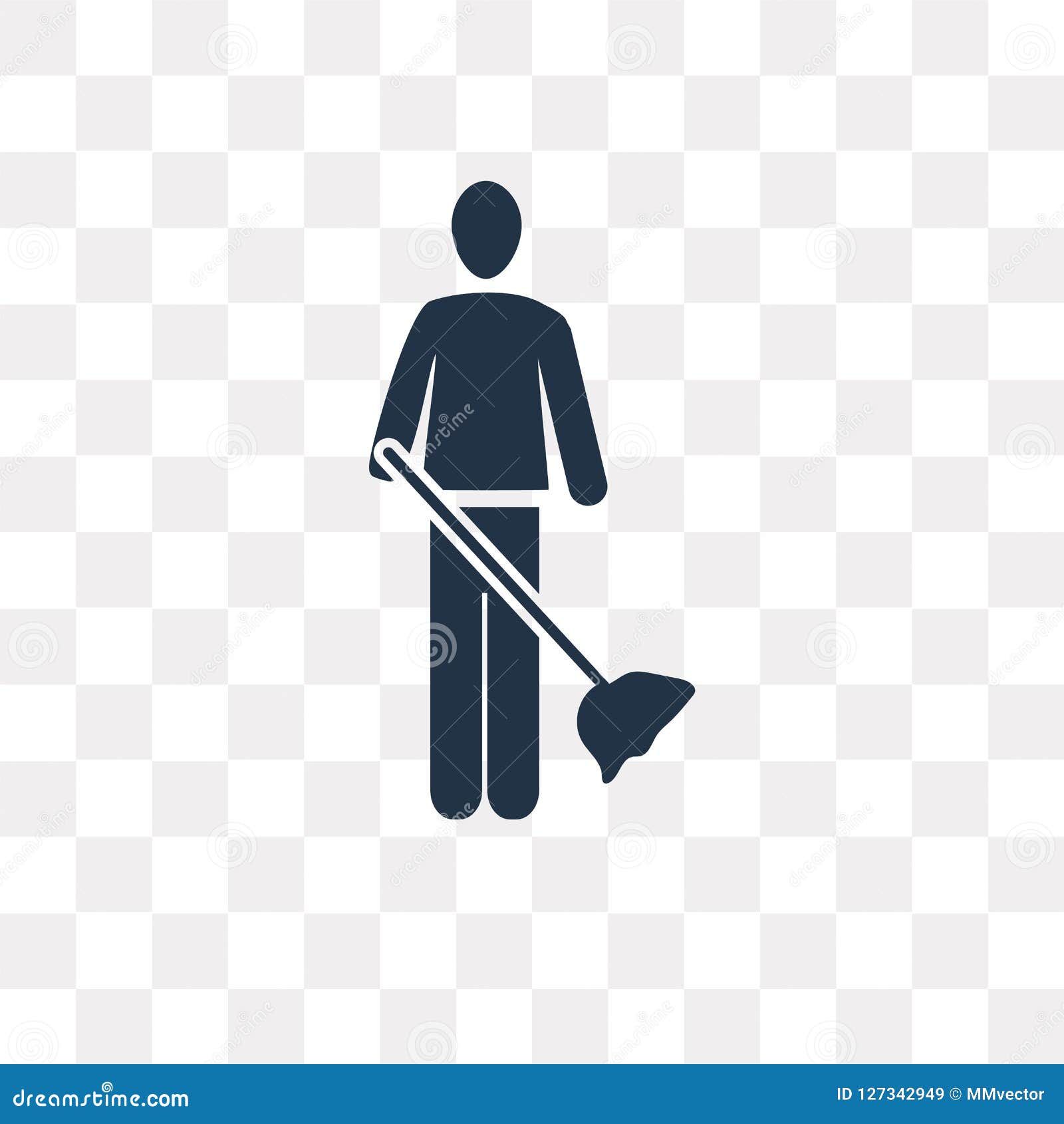 Man Sweeping Vector Icon Isolated on Transparent Background, Man Stock