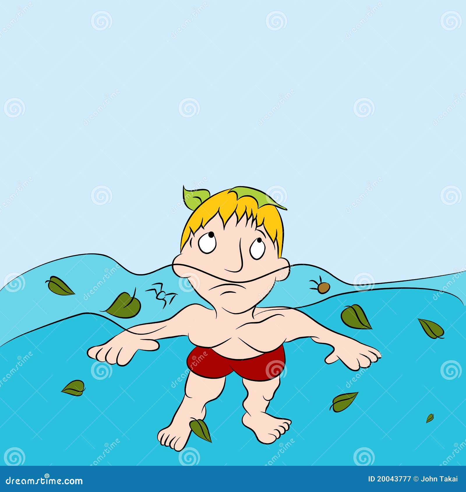 Man Swimming In Dirty Pool Cartoon Vector | CartoonDealer.com #20043777