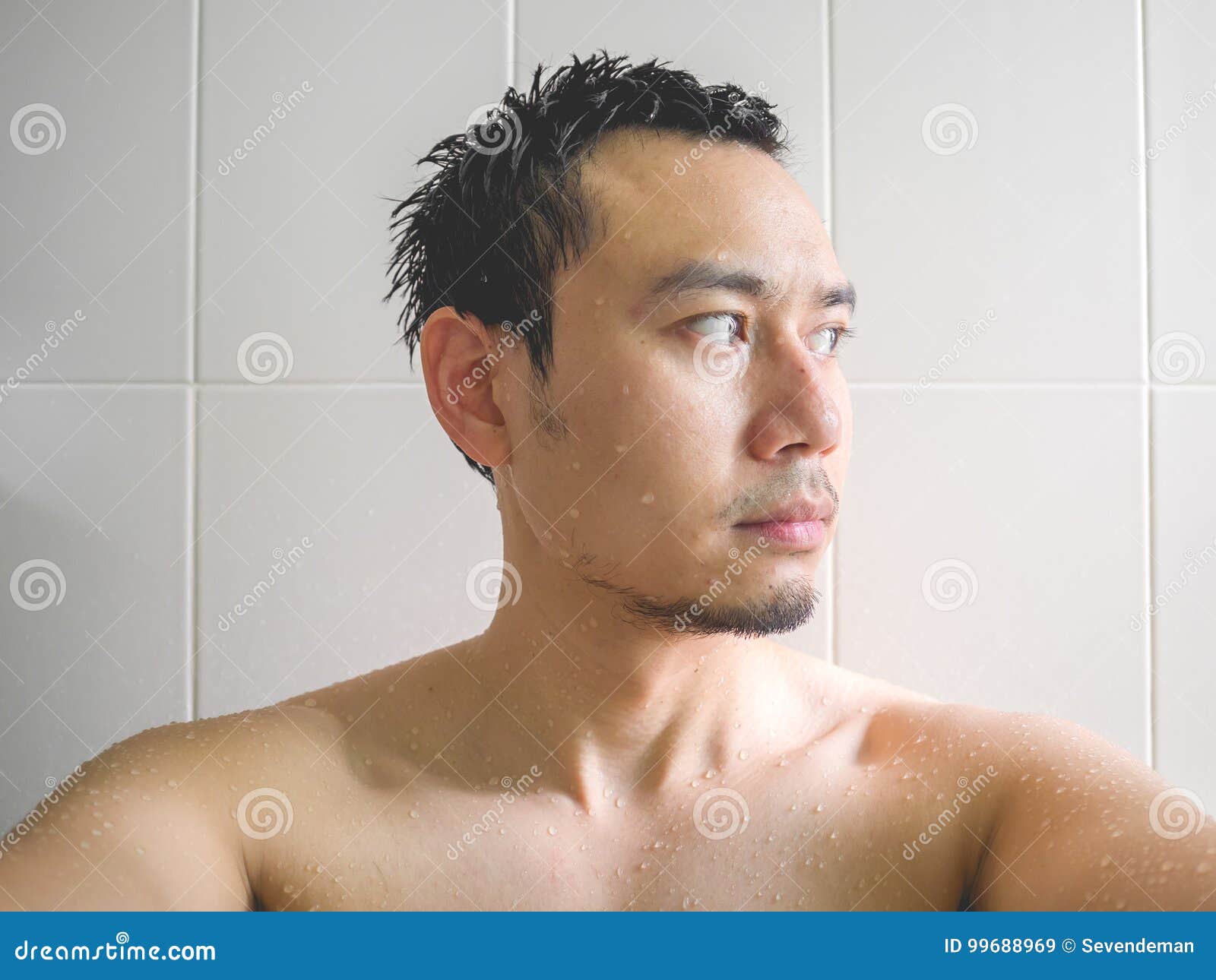 Man Taking Selfie in Bathroom. Stock Image - Image of shaving, camera ...
