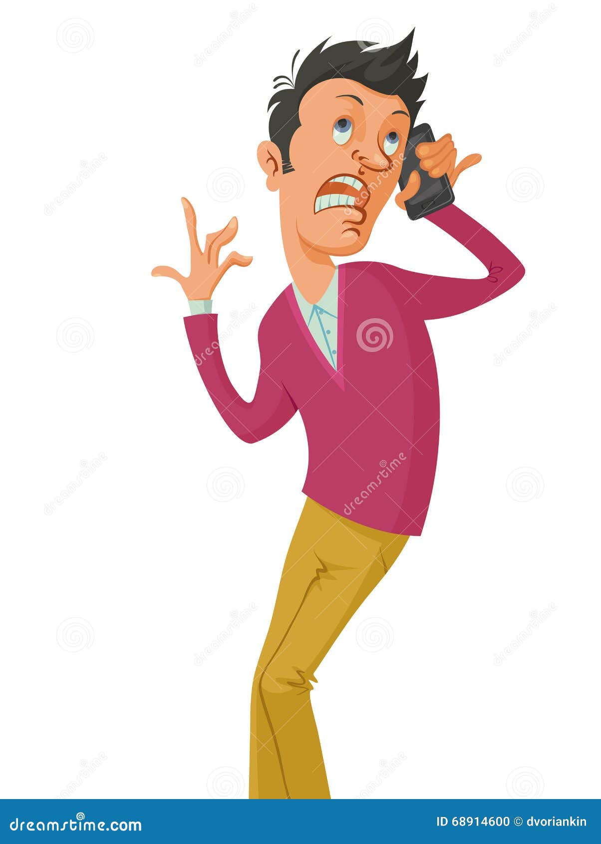 Man talking on the phone stock vector. Illustration of person 68914600
