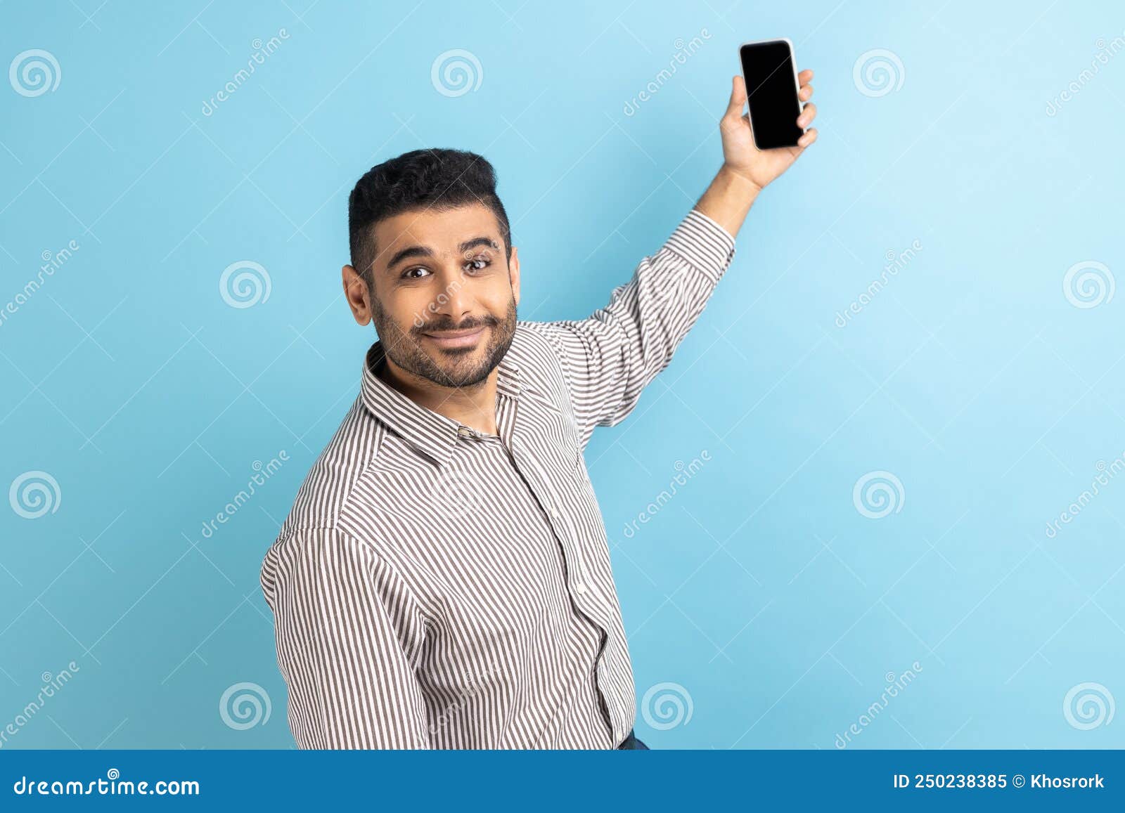 Man Talking Video Call Taking Selfie on Mobile Phone Holding Smartphone ...