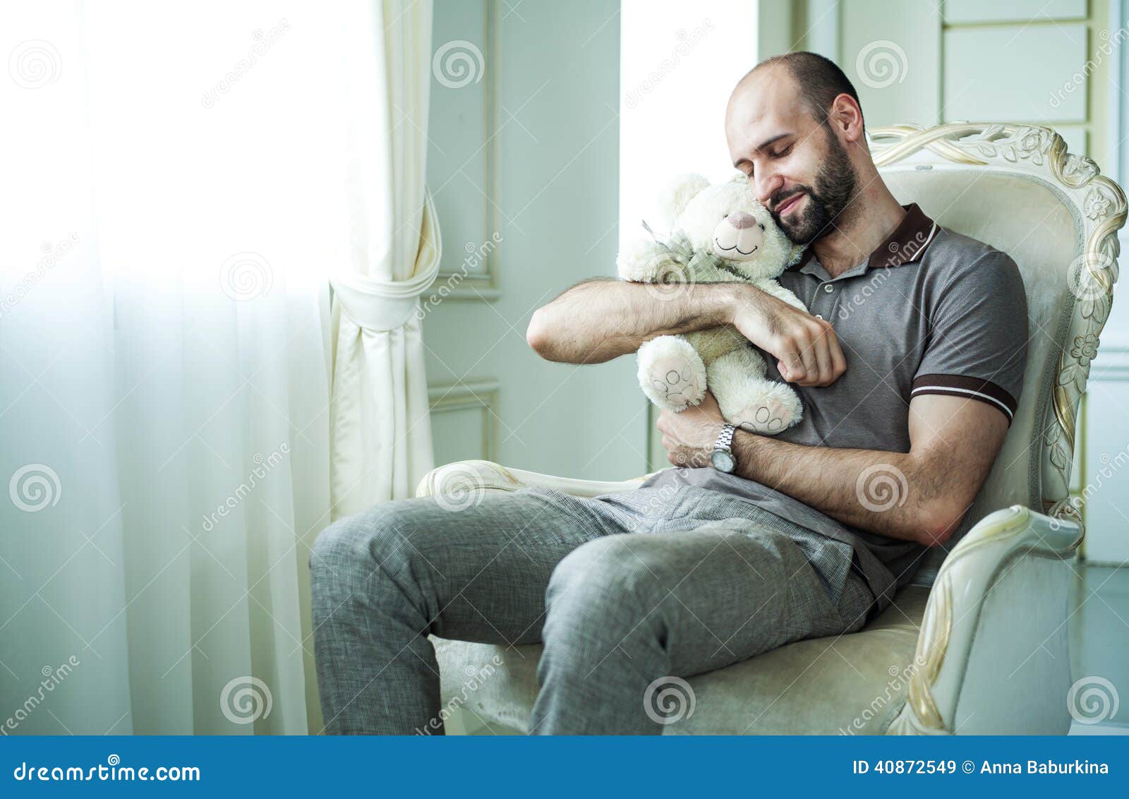 Man with teddy bear stock image. Image of friendly, cuddle 40872549