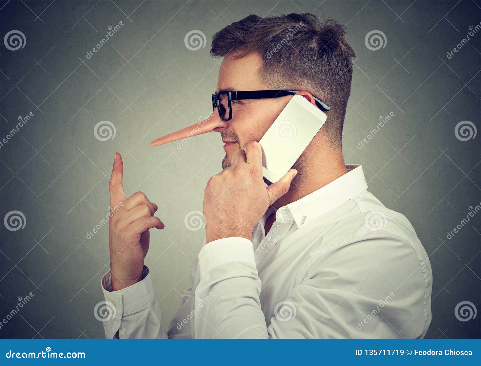 man telling lies while having phone call