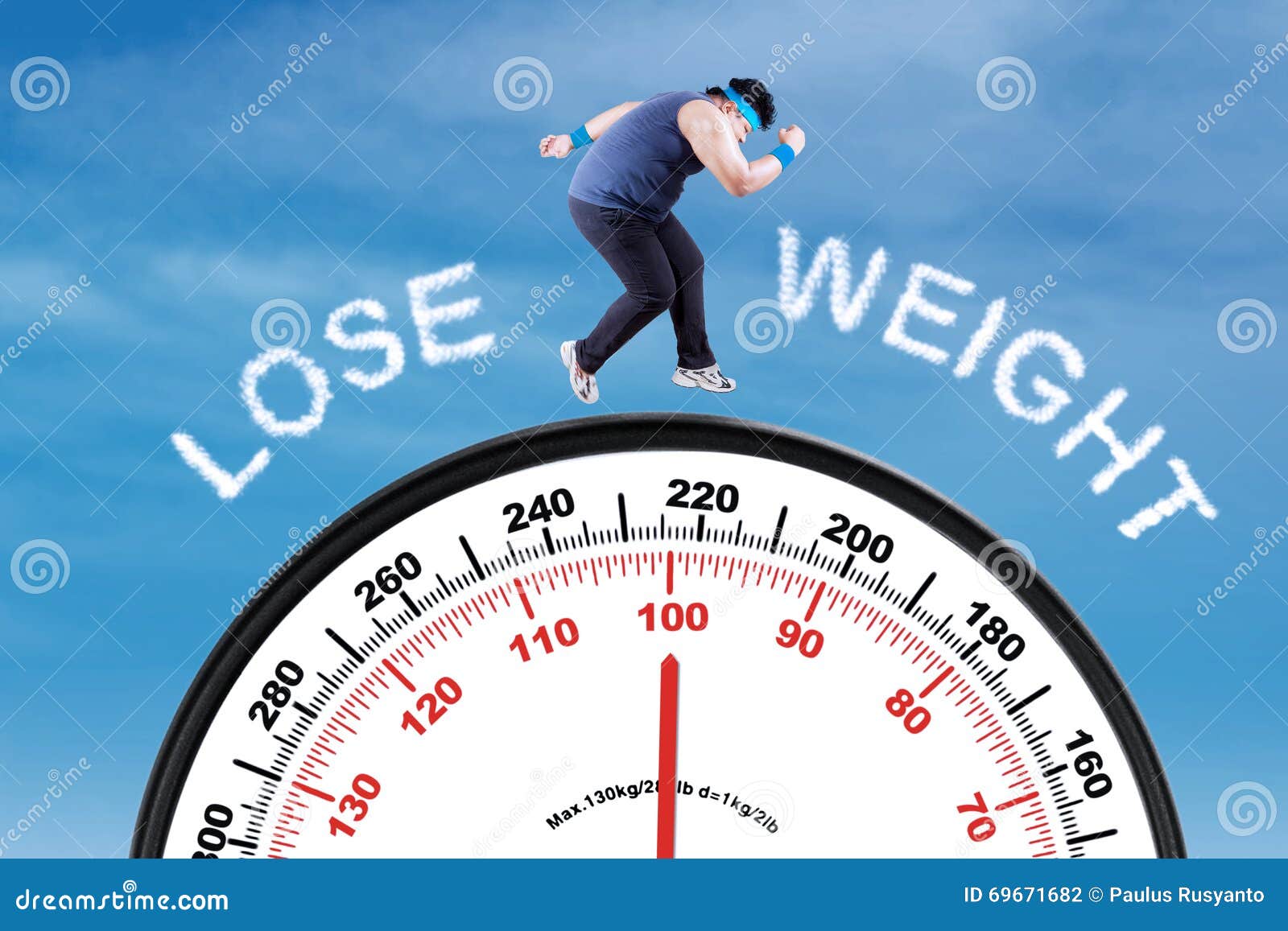 man with text lose weight and scale