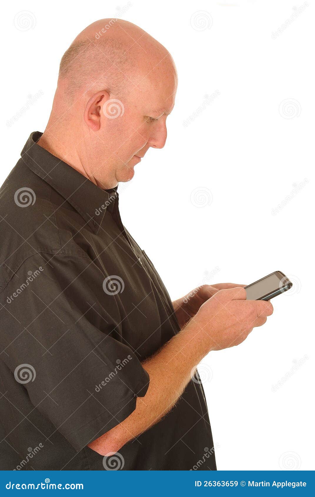 man texting with mobile