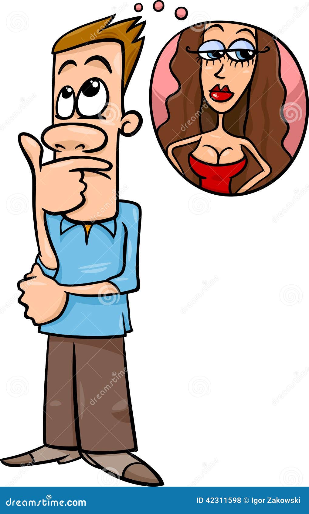 Man Think About Woman Cartoon Stock Vector Illustration